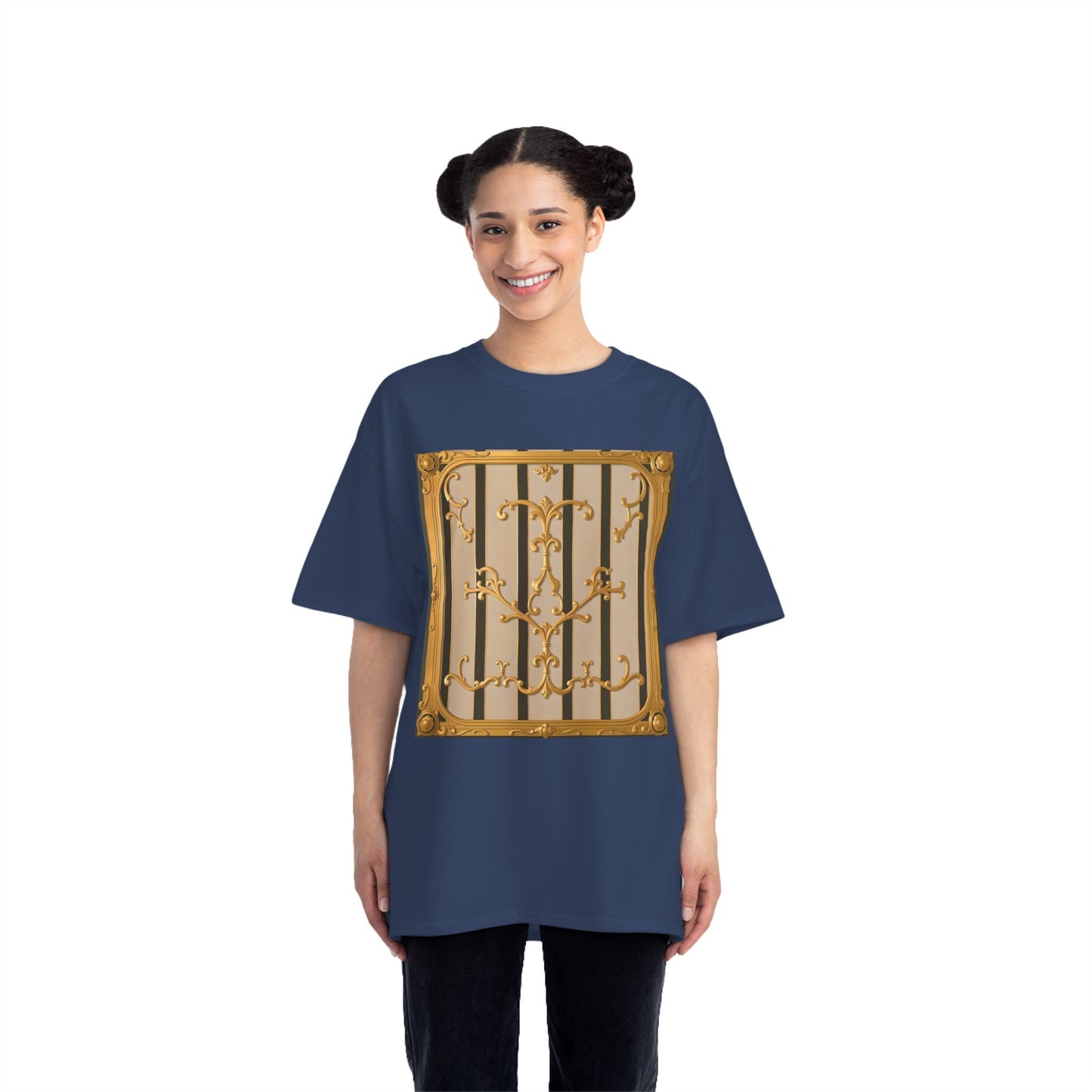 Beefy-T® Unisex Short-Sleeve T-Shirt - Beige Striped Gold Rococo