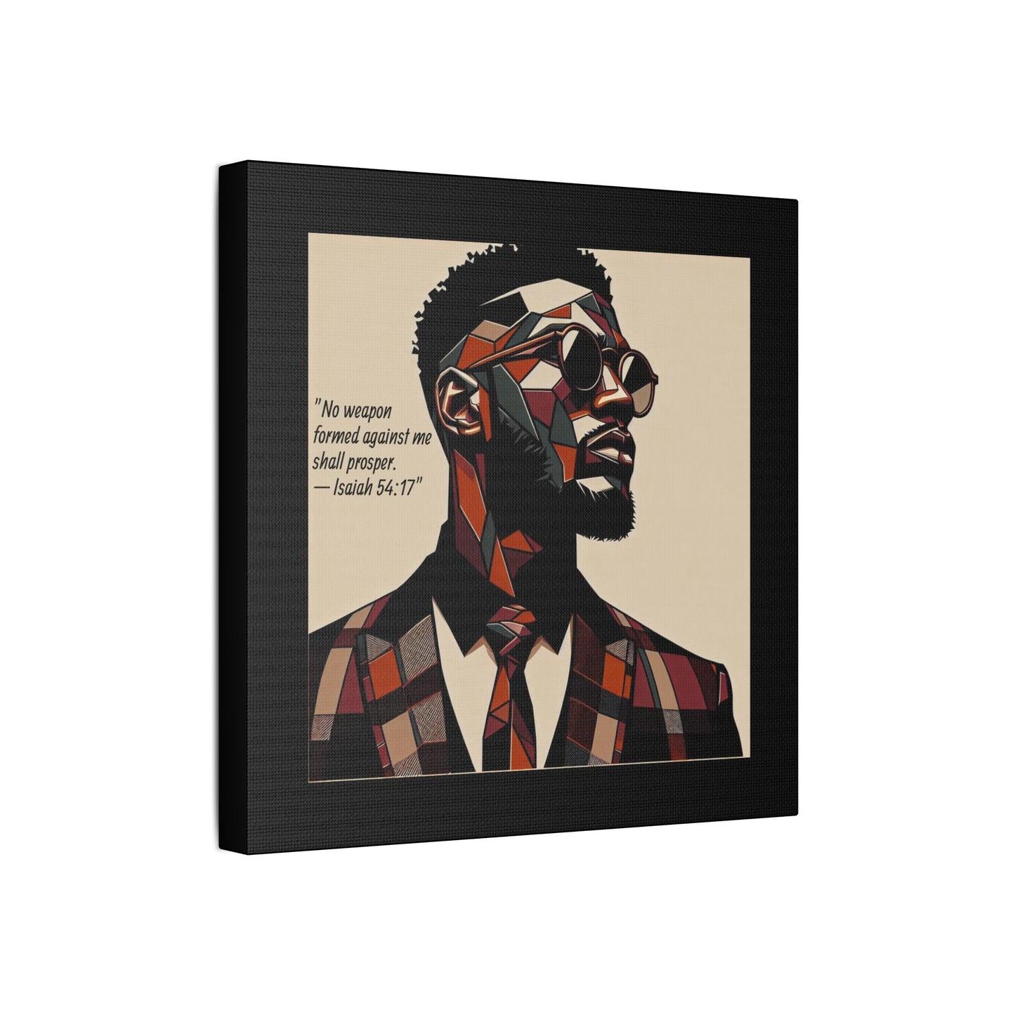 Afro Art Print Canvas, Wall Decor, Satin Stretched Canvas, African American Art, Office Decor, Home Decor - Isaiah 54:17