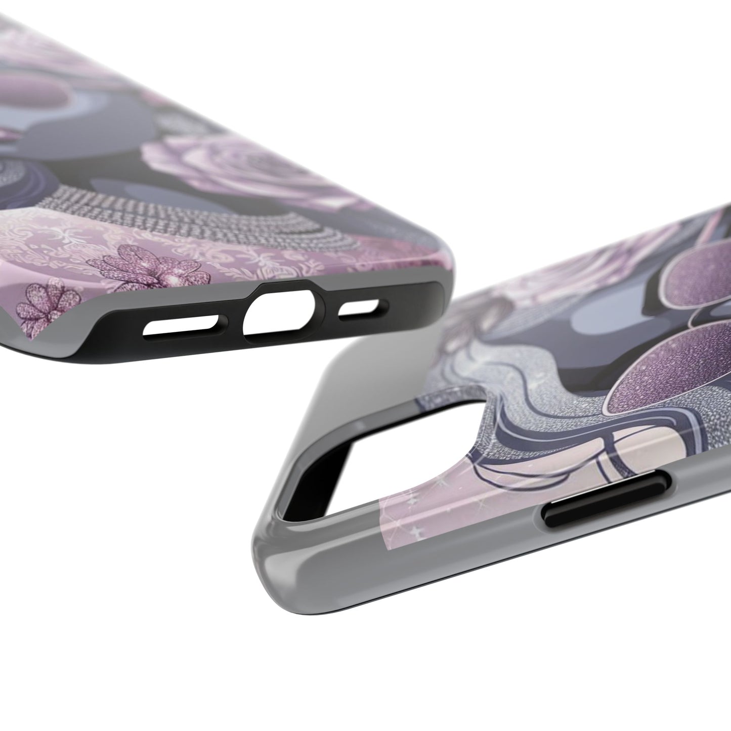 Glamorous Floral Tough Phone Case - Chic Protection for Trendsetters - Lilac & Lavender