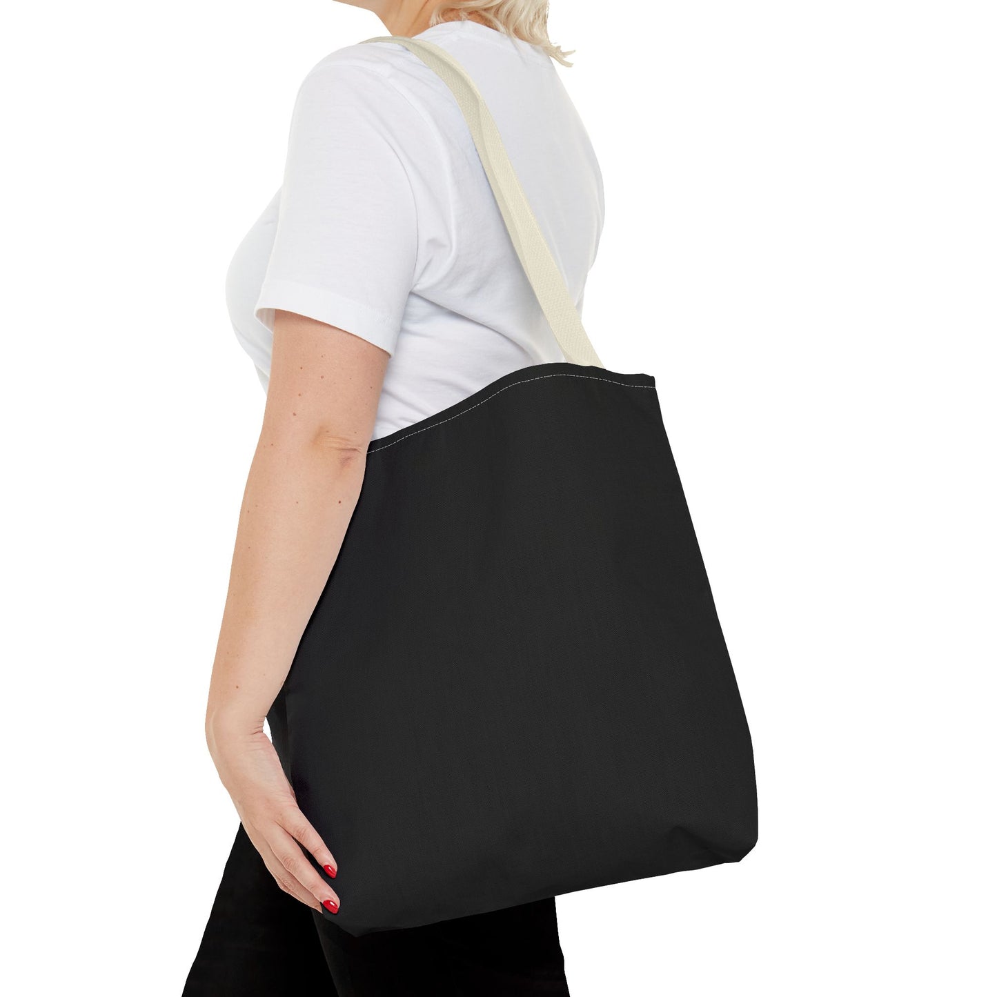 Stylish Black All-Over Print Tote Bag, Eco-Friendly Shopping Bag, Beach Tote, Gift for Her, Everyday Carryall