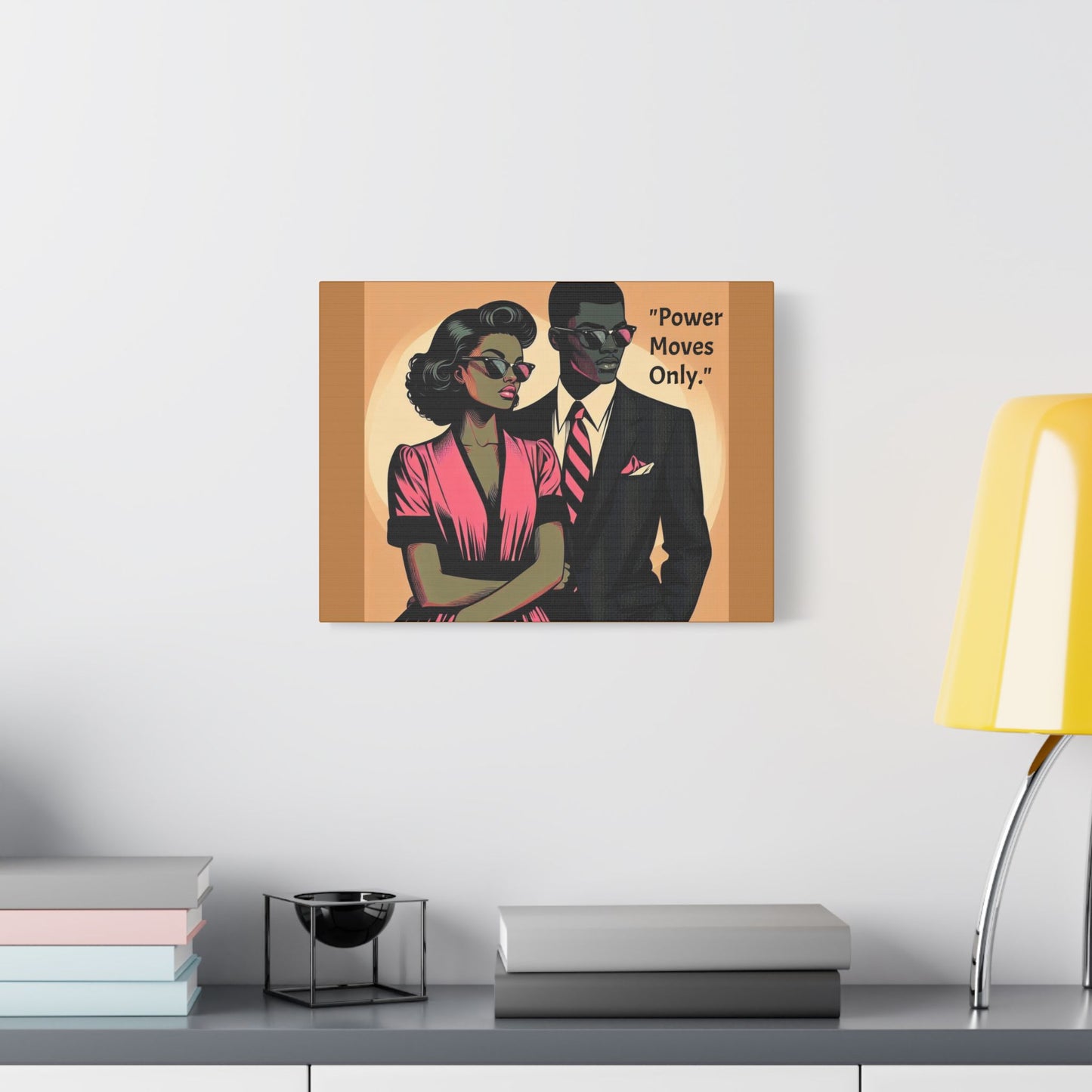 Afro Art Print Canvas, Wall Decor, Satin Stretched Canvas, African American Art, Office Decor, Home Decor - "Power Moves Only."
