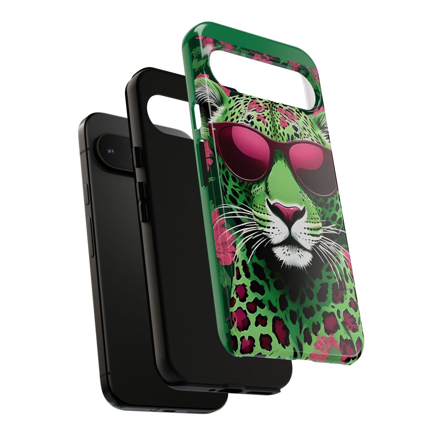 Phone Case - Lime Green & Burgundy Leopard In Sunglasses Design