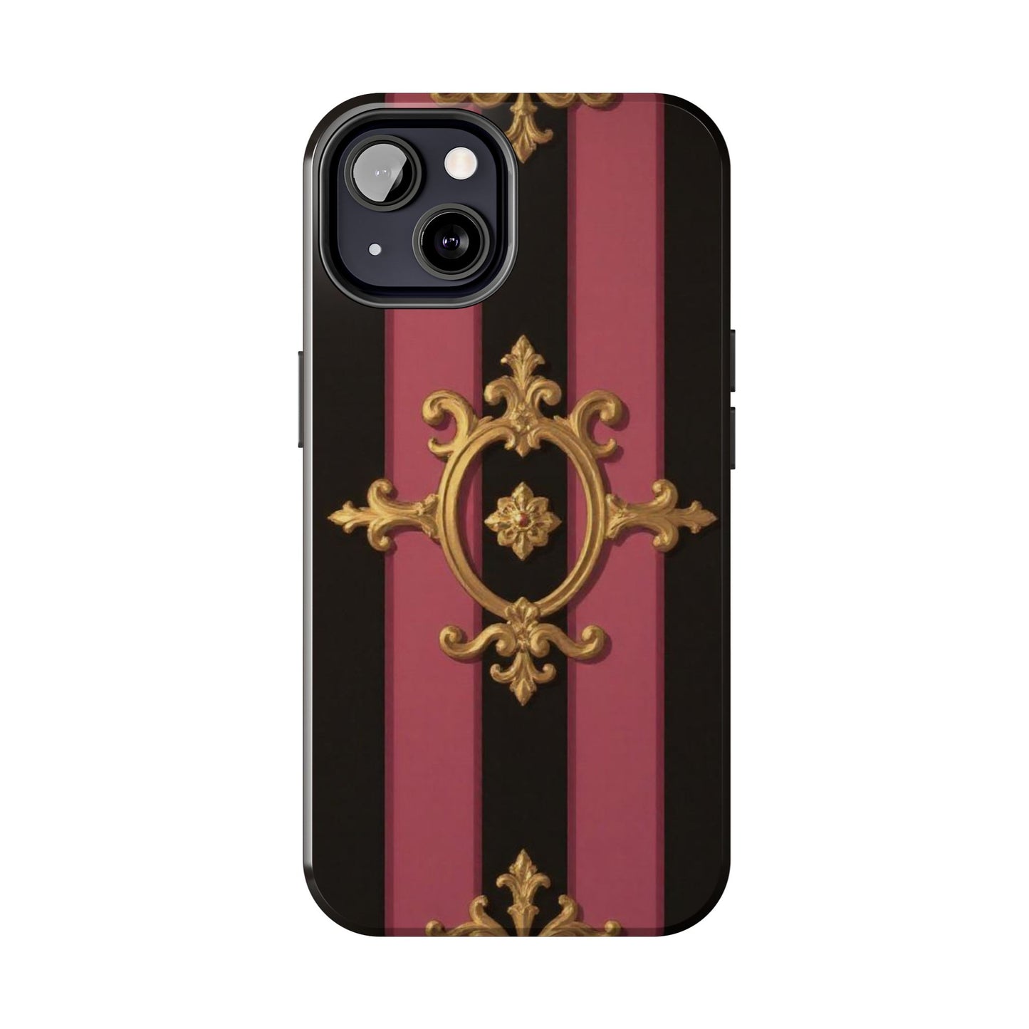Elegant Black & Mauve Striped Gold Baroque Tough Phone Cases, Luxe Phone Covers, Fashionable Mobile Cases, Gift for Her, Holiday Phone Accessories