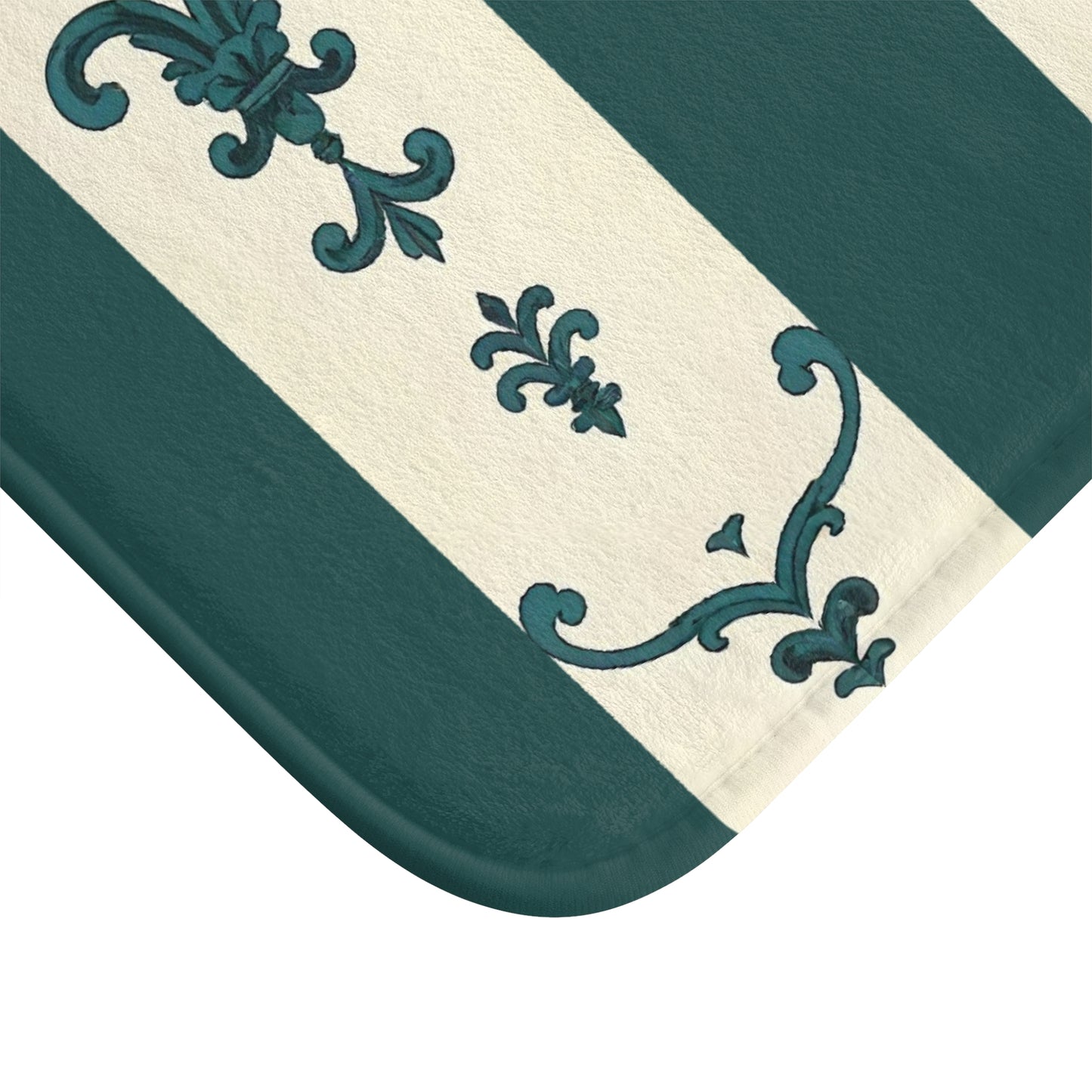 Bath Mat - Teal Striped Rococo