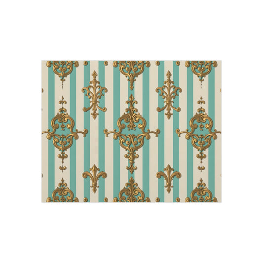 Elegant Foam Board Art Decor, Vintage Wall Decor, Home Office Decor, Wedding Decor, Stylish Room Accent - Matte Green Striped Rococo