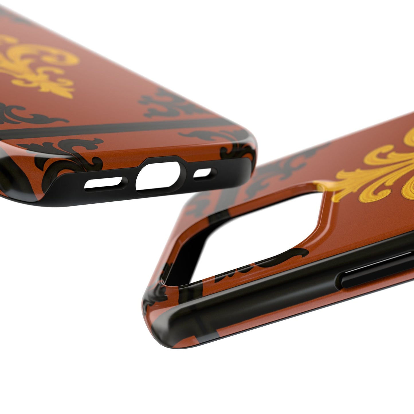 Dusk Terracotta Baroque Tough Phone Case — Vintage Baroque Design, Protective iPhone Cover