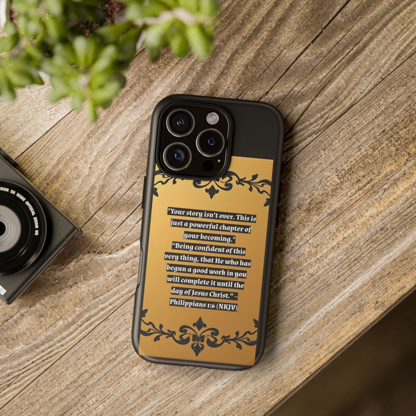 Elegant Floral Motif Phone Case - Tough Cases with Vintage Design - "Your story isn't over"