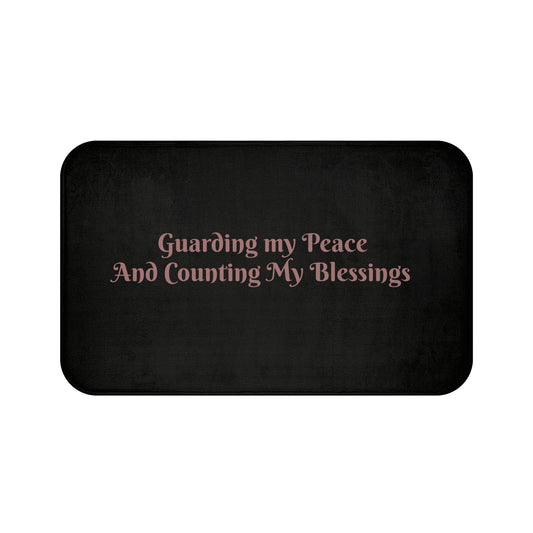 Inspirational Bath Mat - "Guarding my Peace and Counting My Blessings" - Cozy Bathroom Decor, Self-Care Gift, Spa Experience