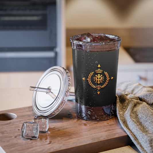 Suave Acrylic Cup with Crown Design, Personalized Drinkware, Elegant Tumblers, Durable Travel Mugs, Gift for All Occasions - Gold Crest