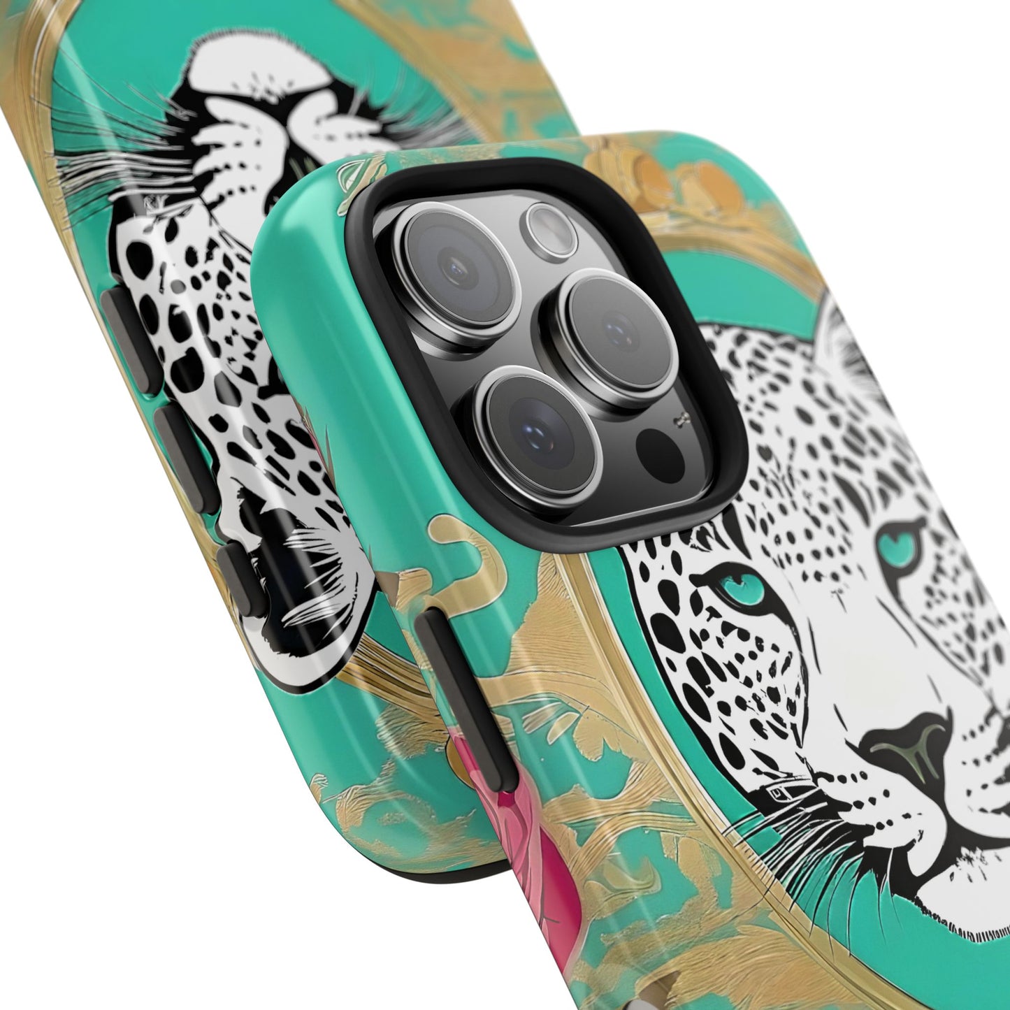 Leopard Tough Phone Case - Trendy Floral Design for Animal Lovers - Leopard & Rose