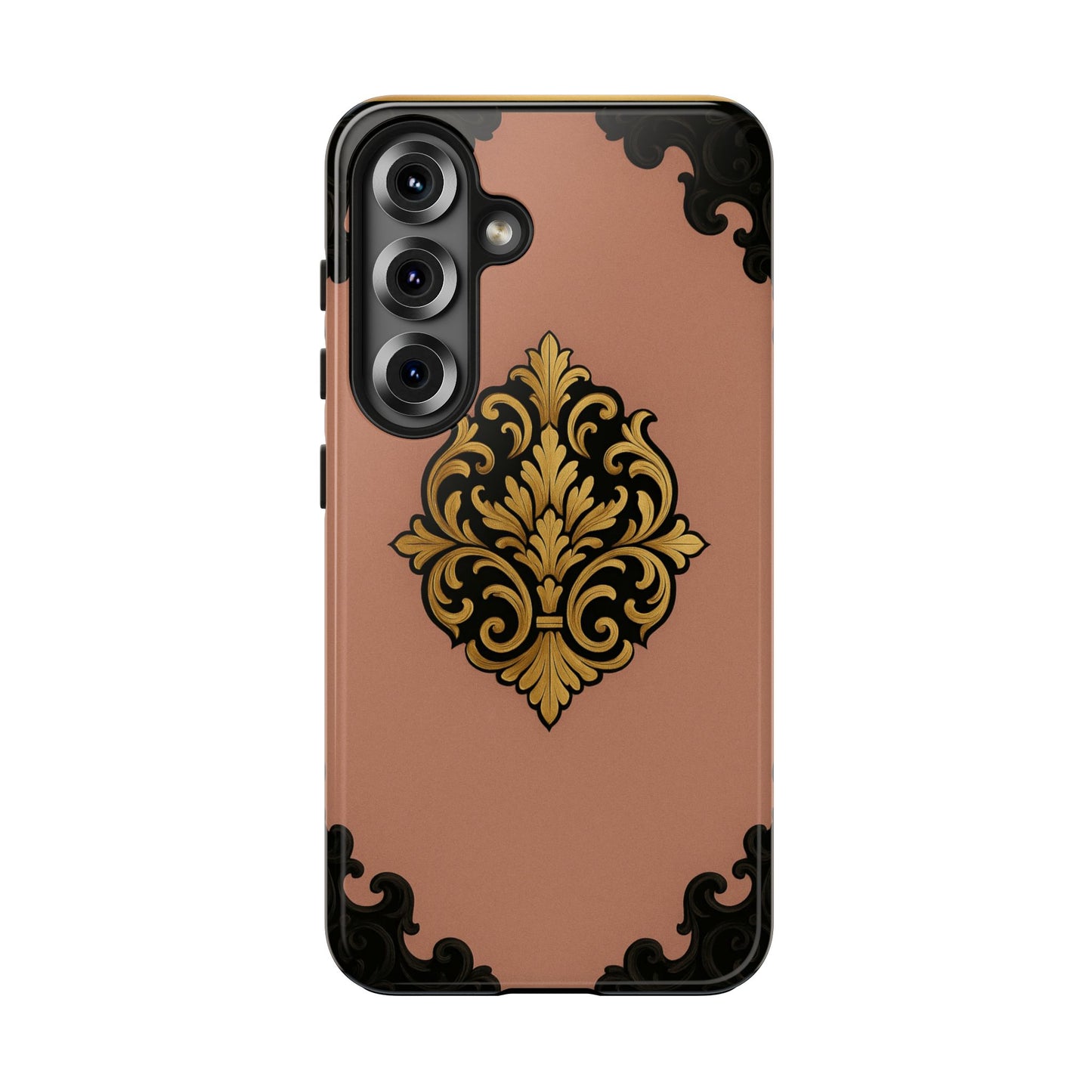Mauve & Black-Gold Baroque Tough Phone Case — Ornate Protective iPhone Cover