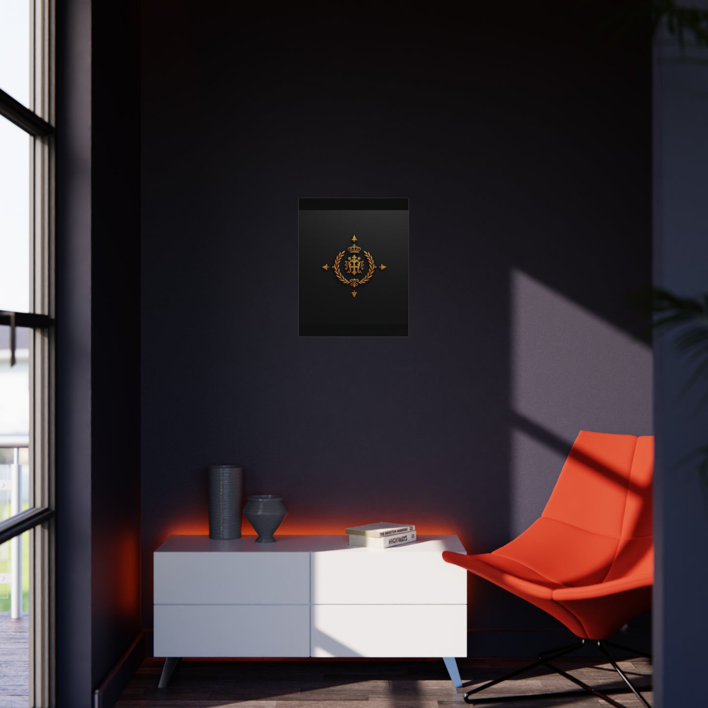Elegant Foam Board Wall Art, Luxury Home Decor, Royal Crest Display, Office Decoration, Unique Gift Idea, Modern Wall Decor - Gold Crest