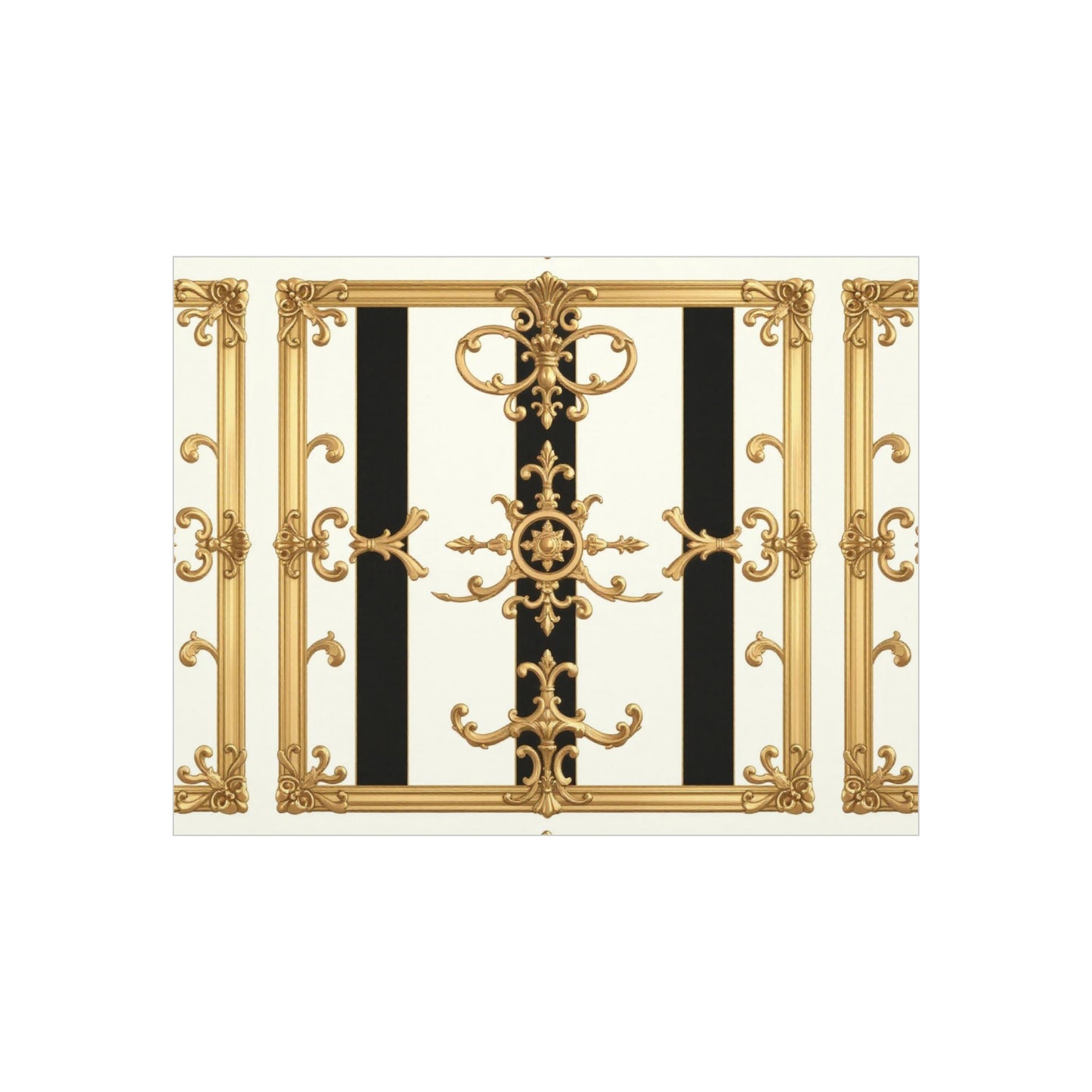 Elegant Foam Board Wall Art, Decorative Display, Home Decor, Office Decor, Visual Boards, Art Displays - Black & White Striped Gold Baroque