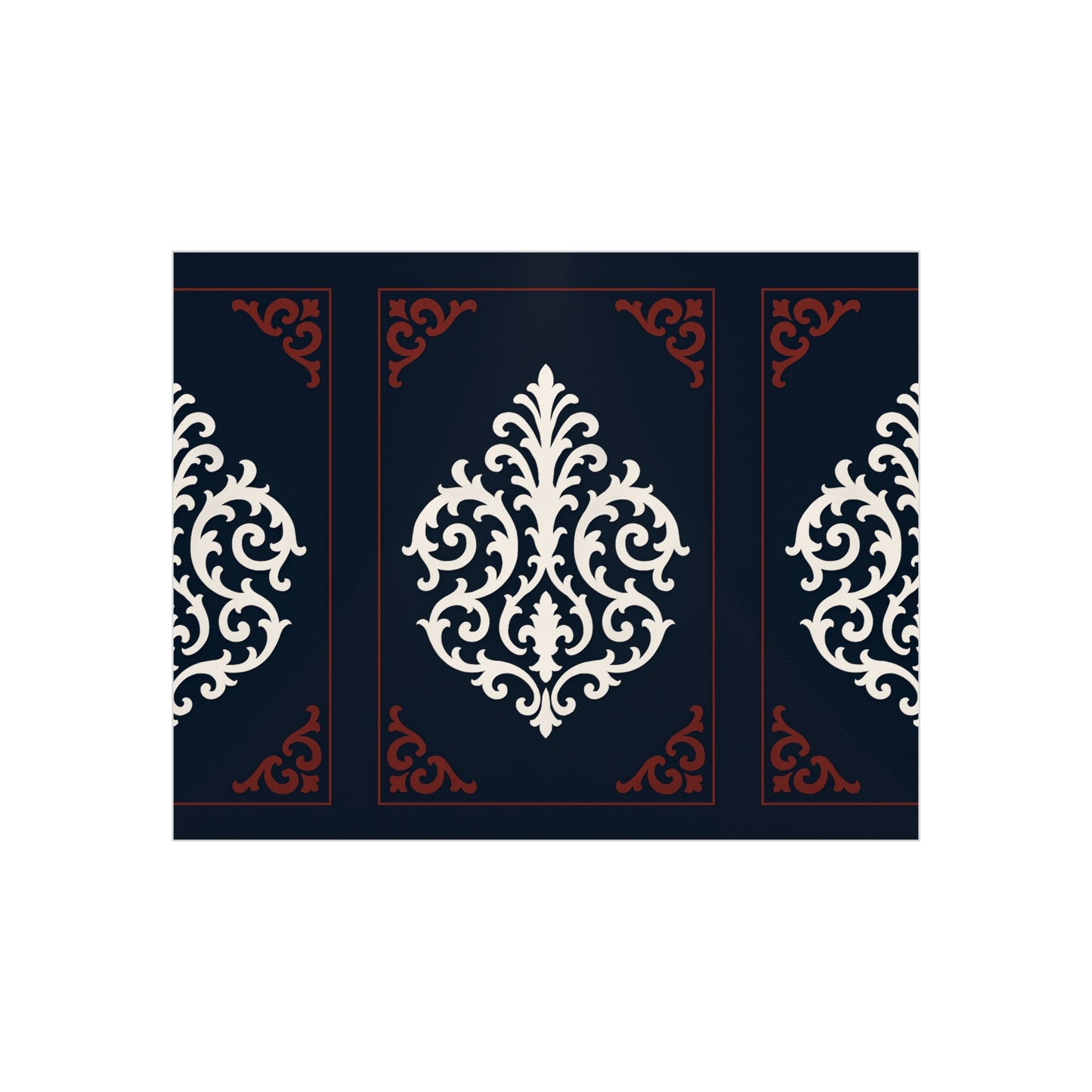Dusk Blue-Maroon & White Baroque Foam Board Wall Art — Blue, White & Maroon Pattern