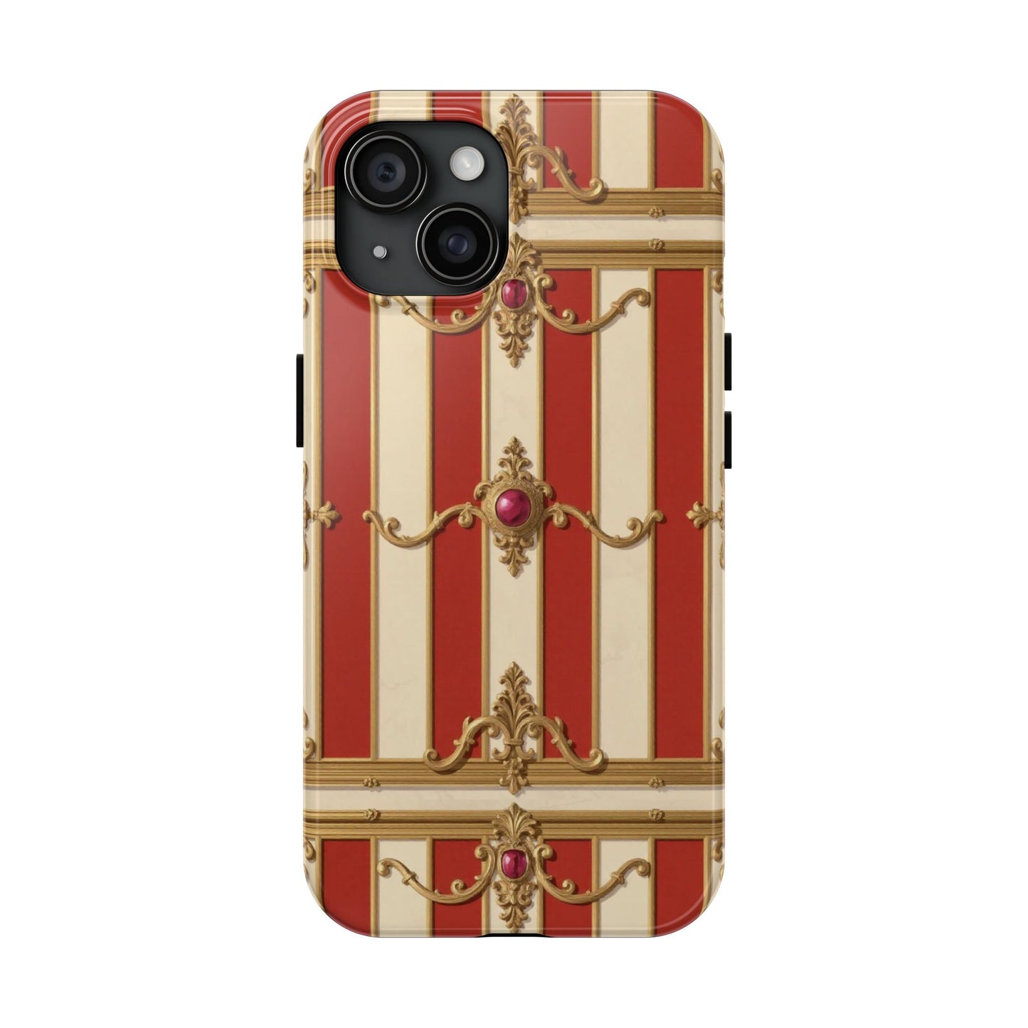 Elegant Alabaster & Dusk Orange Striped Baroque Tough Phone Case - Stylish Protection for Your Device
