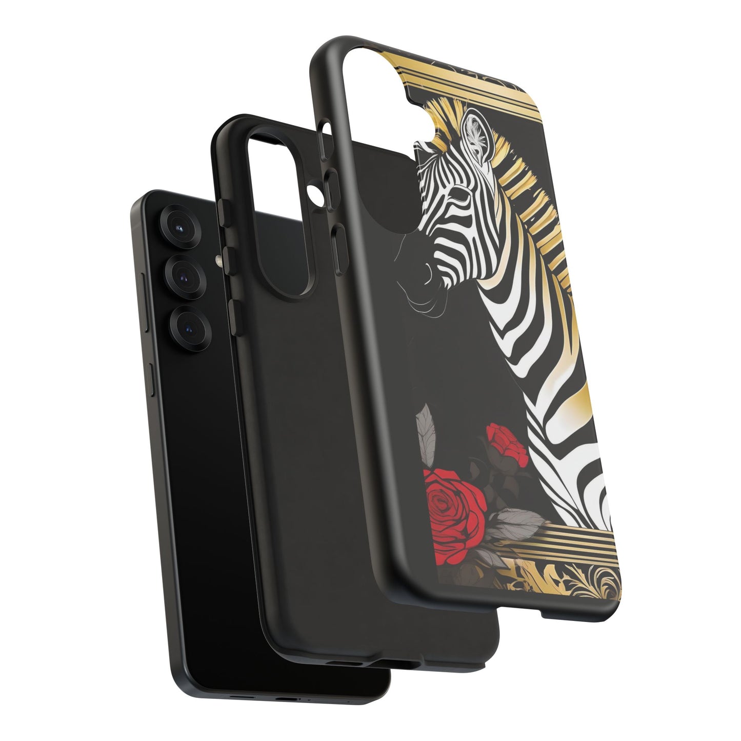 Phone Case - Elegant Zebra & Roses Design