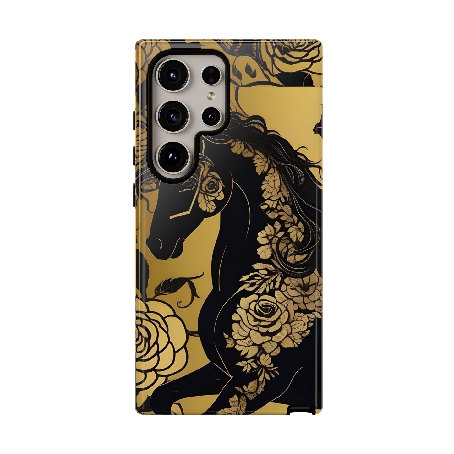 Phone Case - Elegant Horse & Roses Design