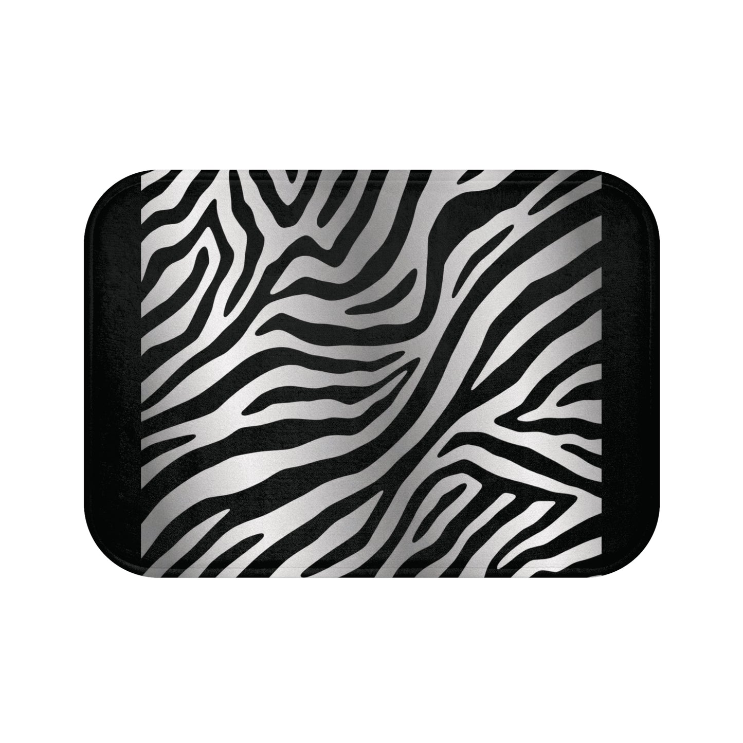 Stylish Zebra Print Bath Mat - Modern Bathroom Decor - Black Trim