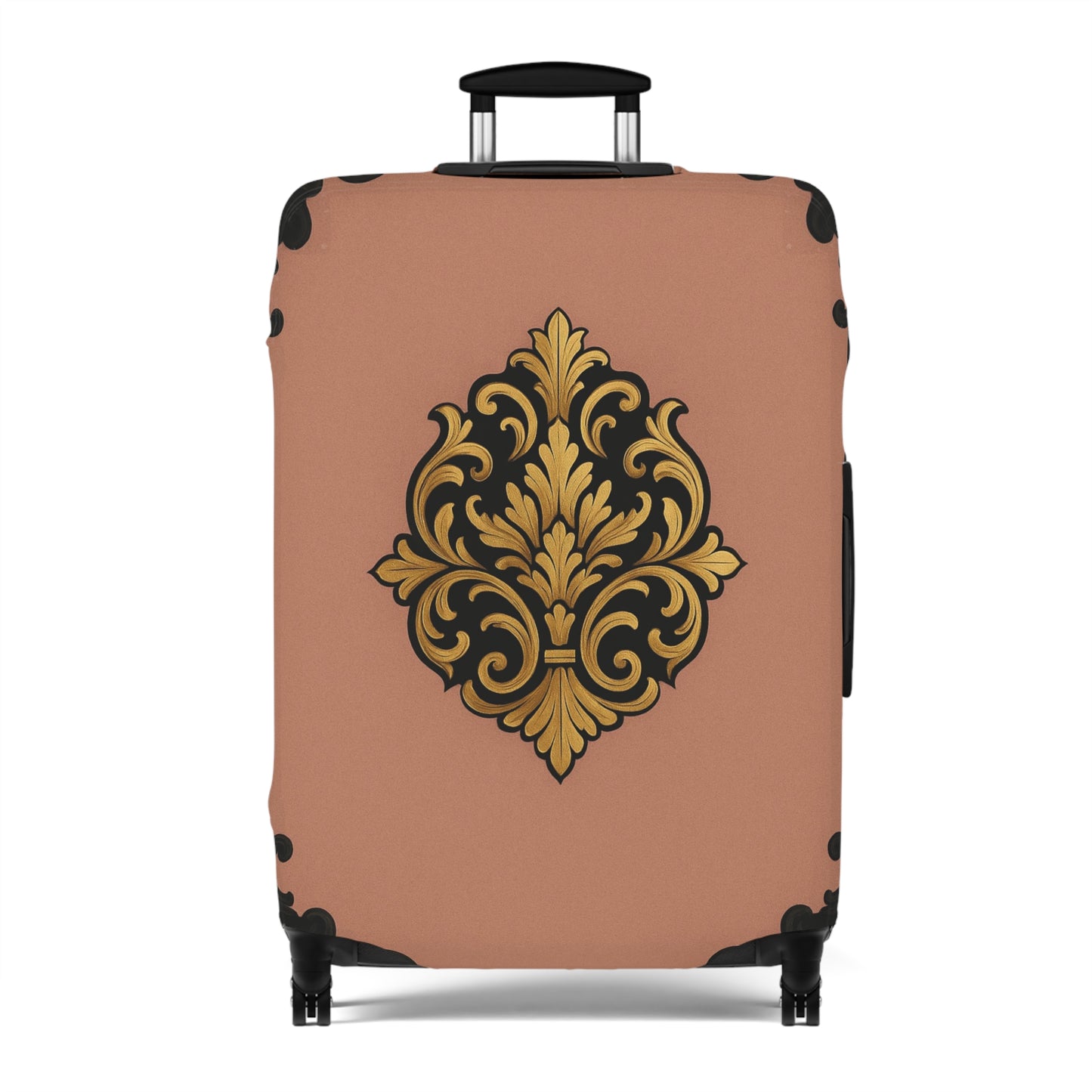 Mauve & Black-Gold Baroque Vintage Luggage Cover — Elegant Travel Protector
