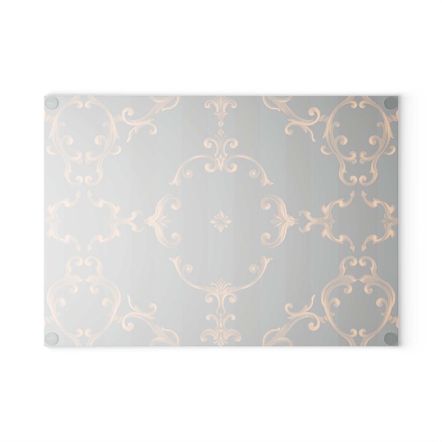 Elegant Glass Cutting Board - Vintage Floral Design for Stylish Kitchens - Gray Striped Baroque