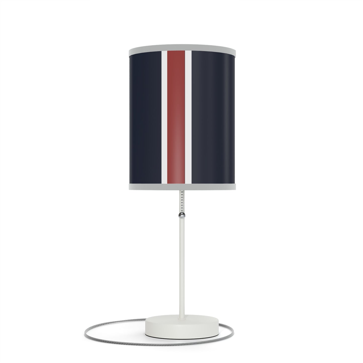 Lunar Midnight & Red-White Striped Stylish Table Lamp, Modern Home Decor, Bedroom Lighting, Unique Gift for Her, Desk Illumination