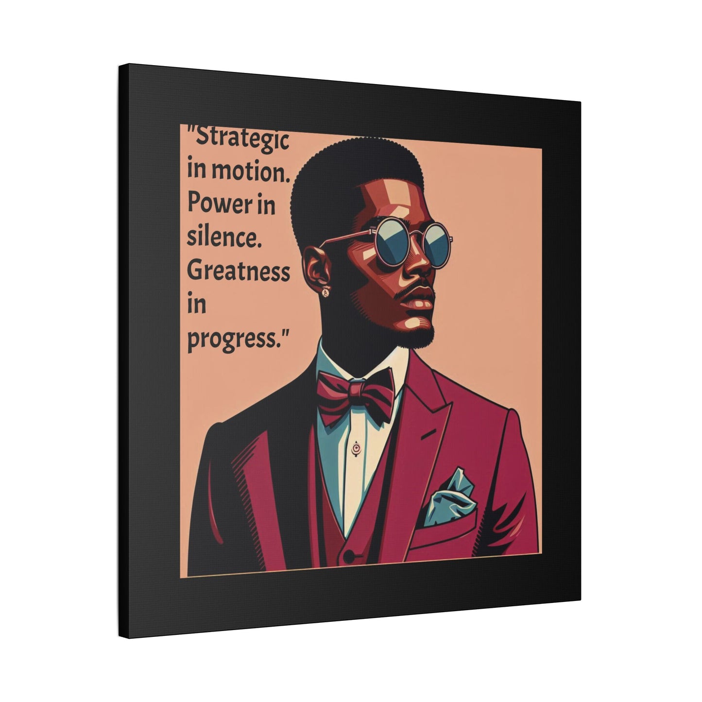 Afro Art Print Canvas, Wall Decor, Satin Stretched Canvas, African American Art, Office Decor, Home Decor - "Strategic In Motion...."