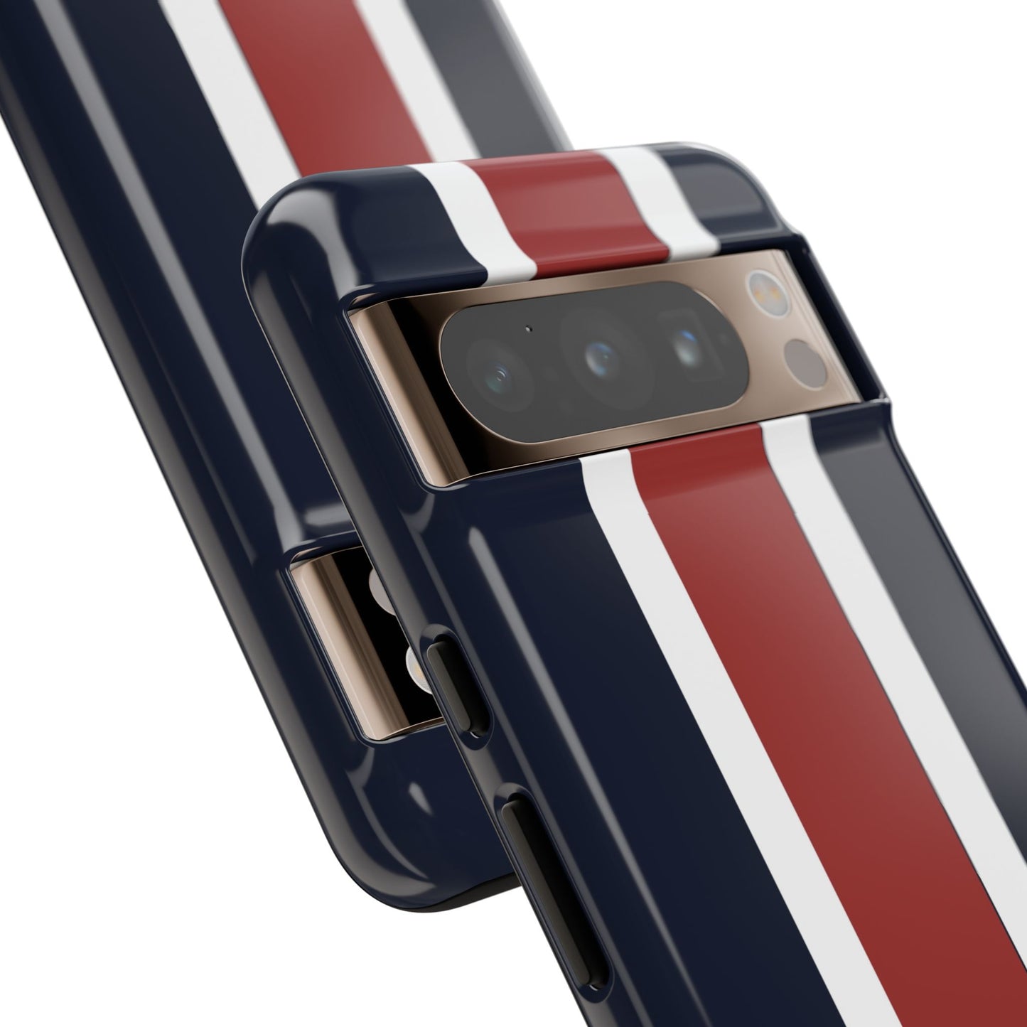 Lunar Midnight & Red-White Striped Stylish Phone Case - Tough Cases, Custom iPhone Cover, Sleek Phone Accessories, Gifts for Him/Her