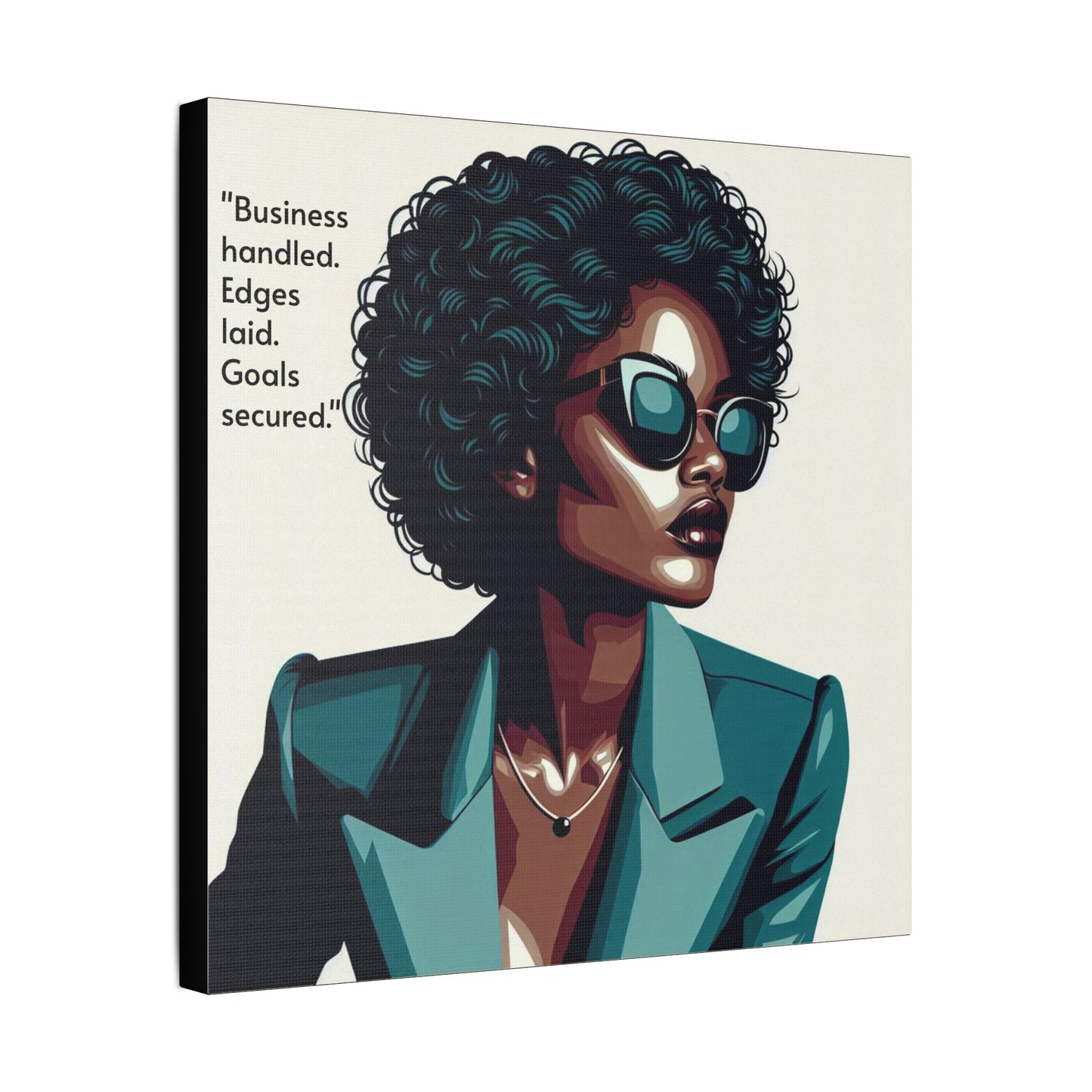 Afro Art Print Canvas, Wall Decor, Satin Stretched Canvas, African American Art, Office Decor, Home Decor - "Business handled."