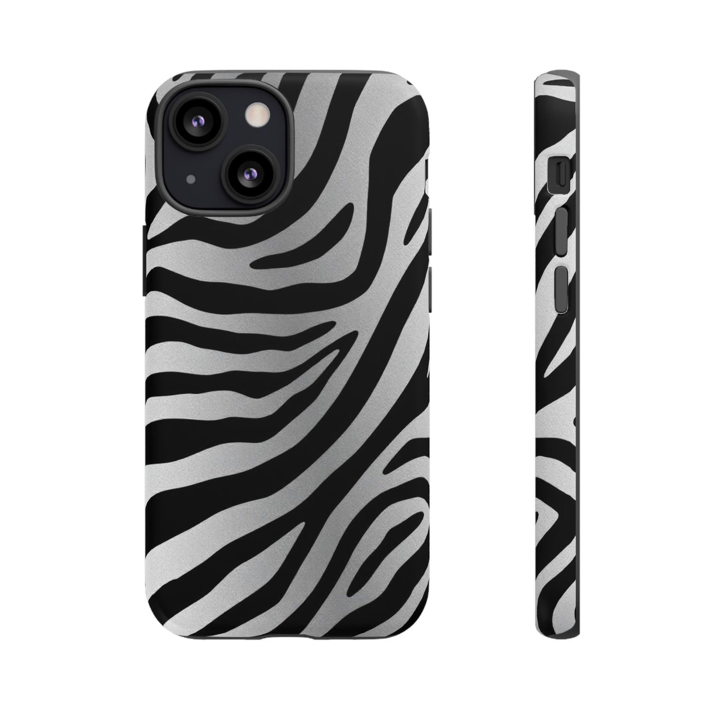 Zebra Print Tough Phone Case - Silver