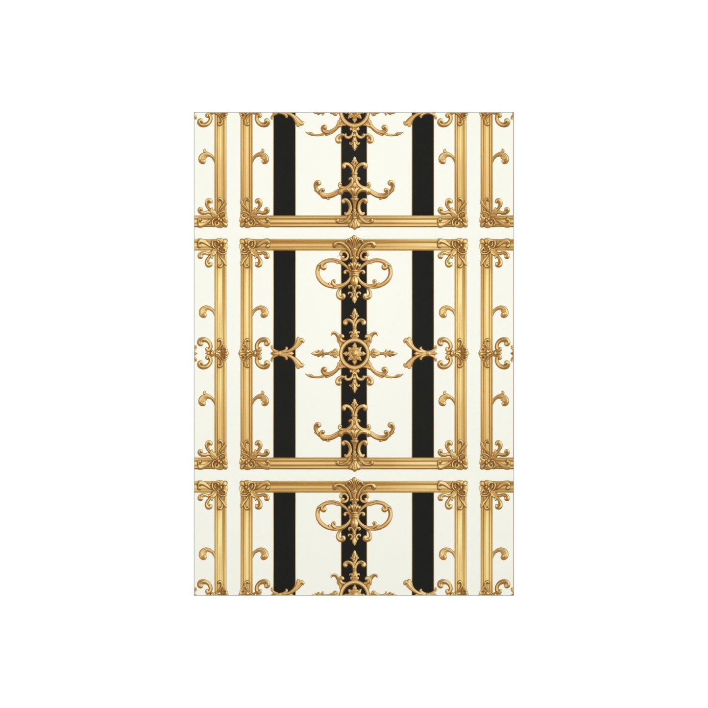 Elegant Foam Board Wall Art, Decorative Display, Home Decor, Office Decor, Visual Boards, Art Displays - Black & White Striped Gold Baroque