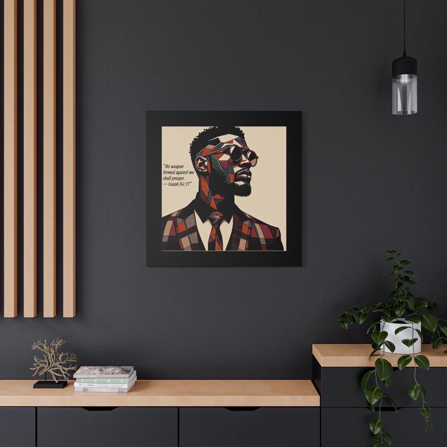 Afro Art Print Canvas, Wall Decor, Satin Stretched Canvas, African American Art, Office Decor, Home Decor - Isaiah 54:17