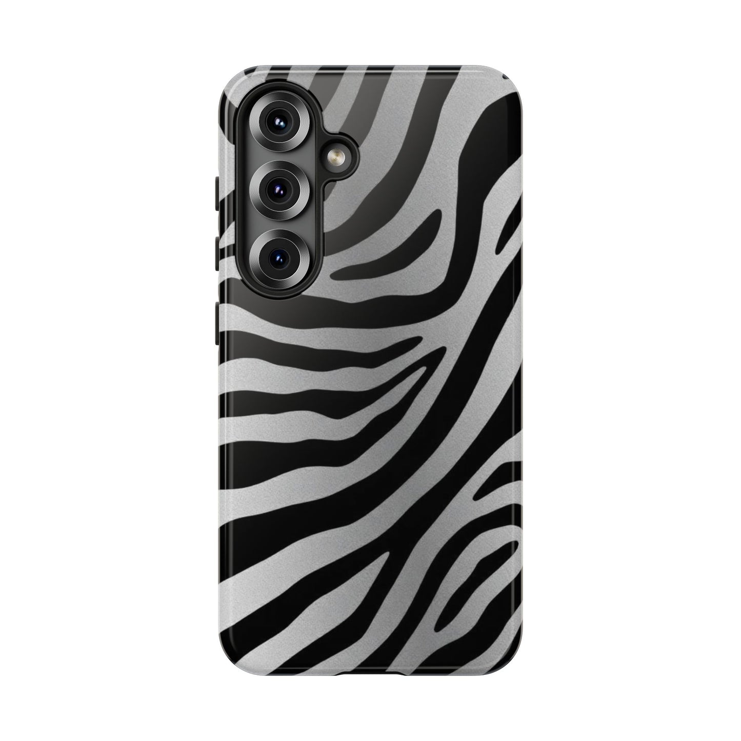 Zebra Print Tough Phone Case - Silver