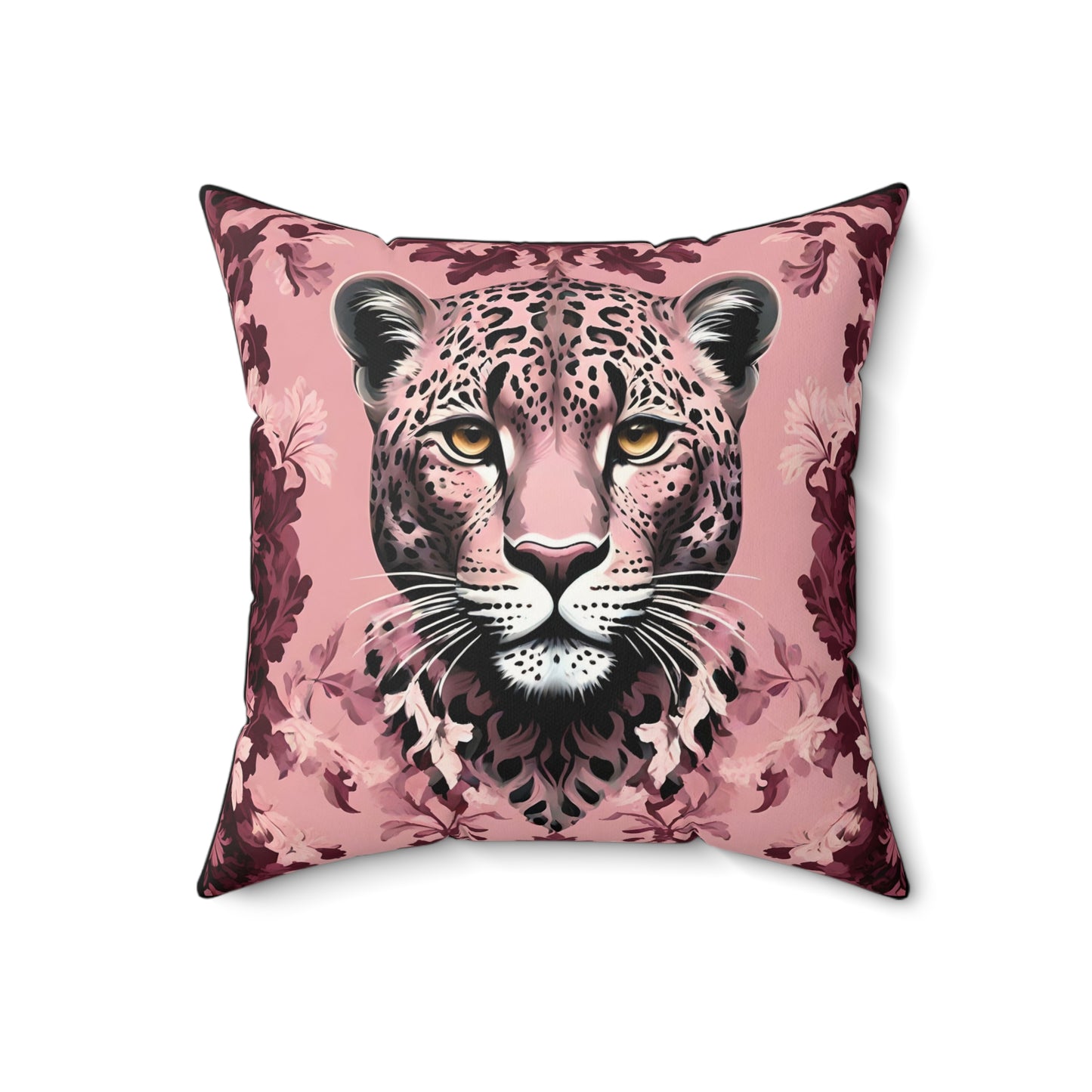 Pink Leopard Faux Suede Square Pillow - Chic Home Decor Cushion
