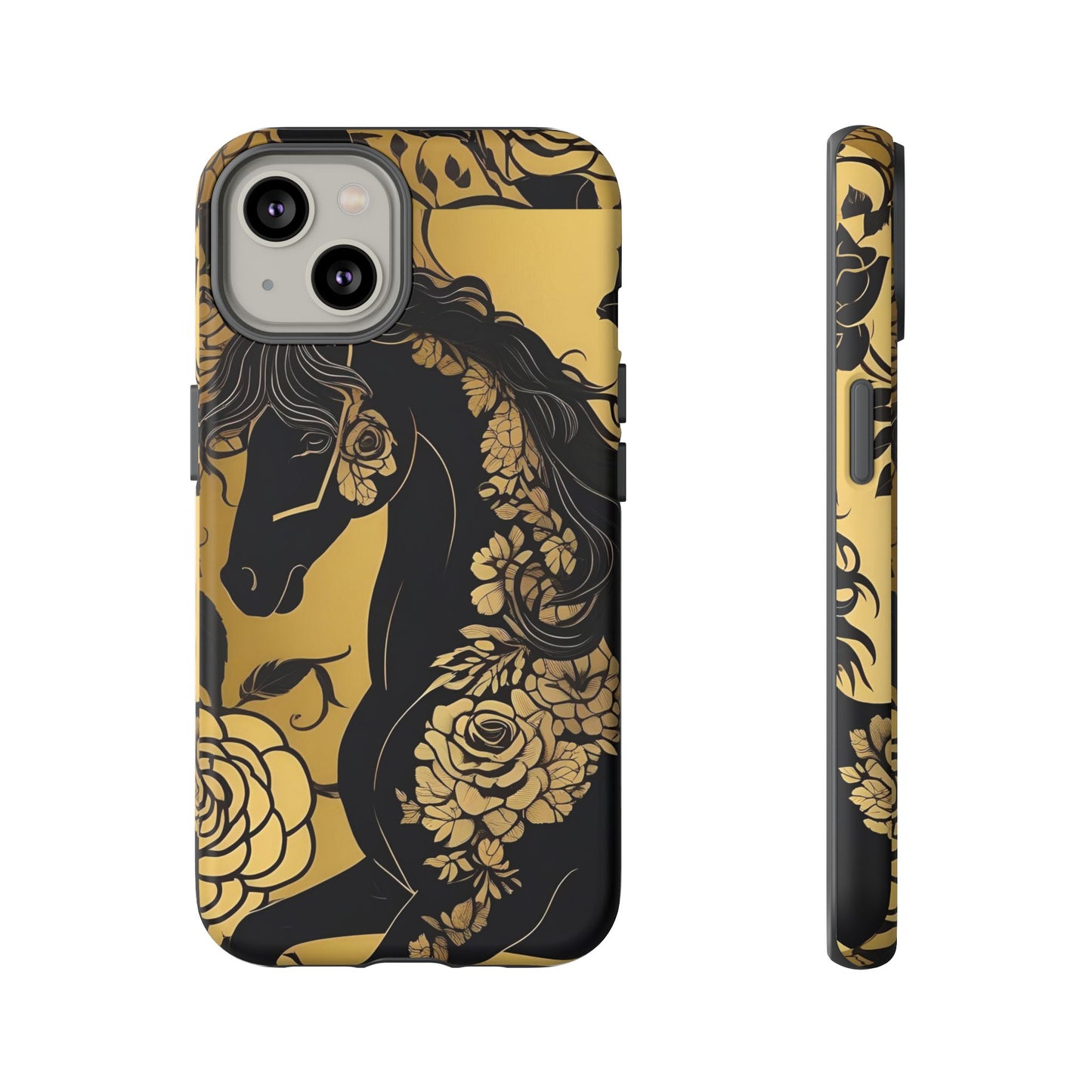 Phone Case - Elegant Horse & Roses Design