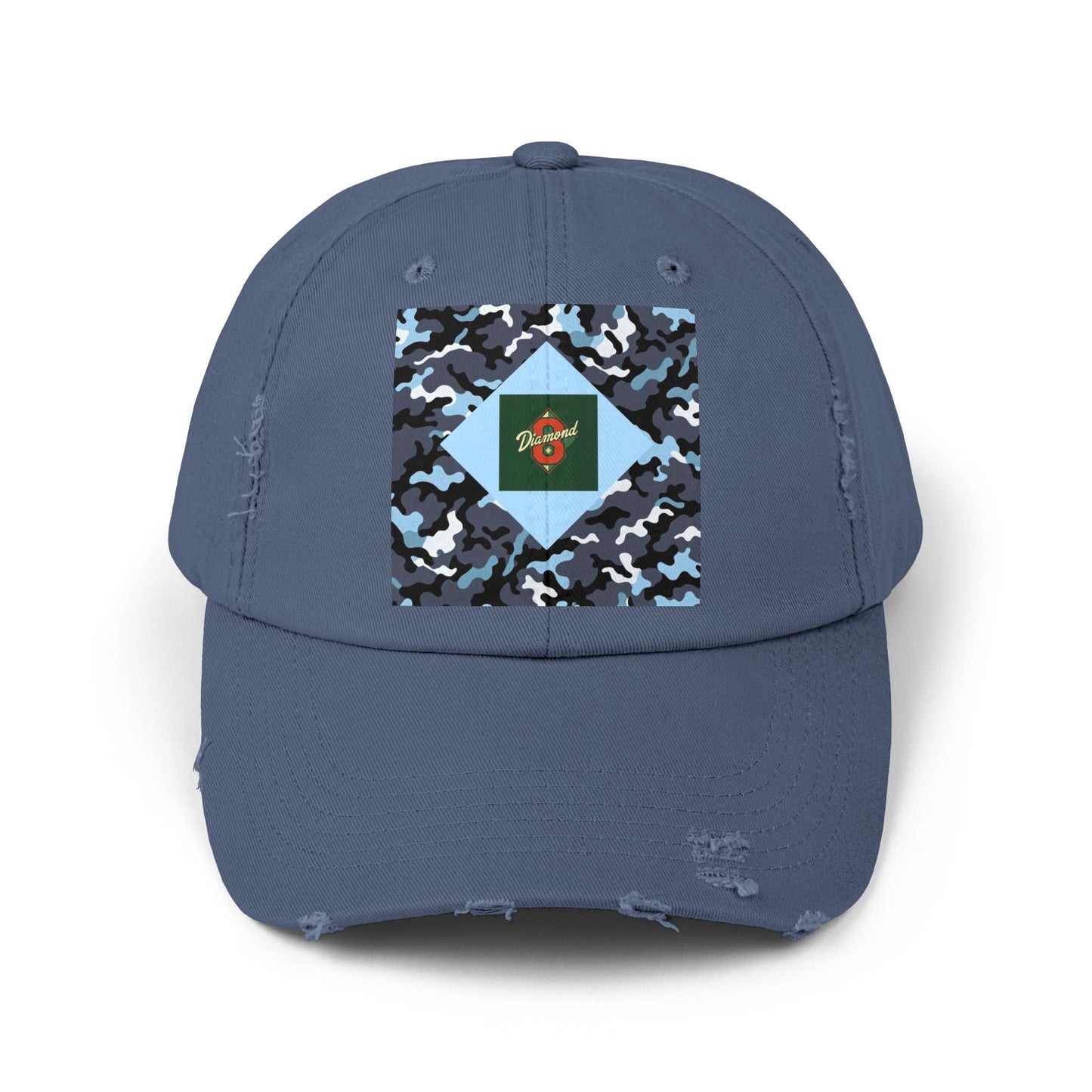 Camouflage Distressed Cap, Casual Hat, Outdoor Gear, Trendy Accessories, Gift for Him/Her - Diamond 8