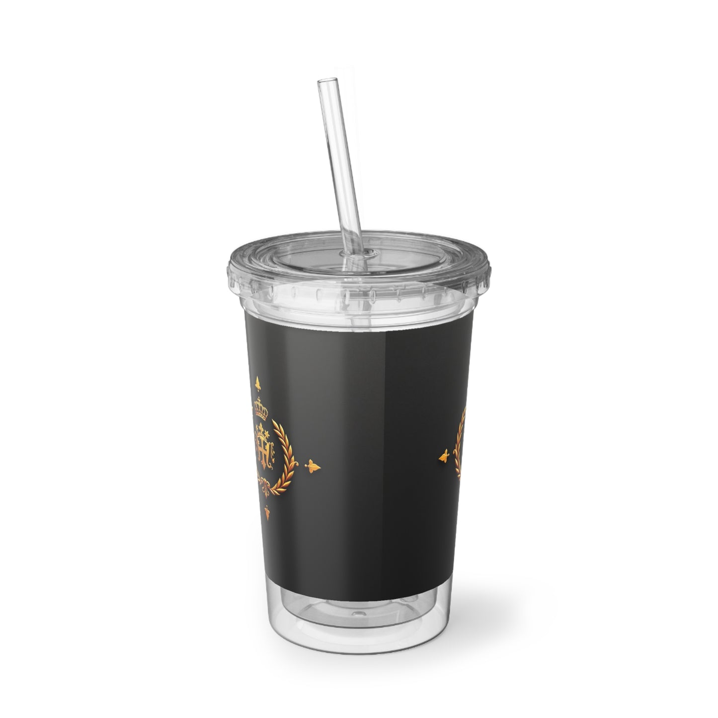 Suave Acrylic Cup with Crown Design, Personalized Drinkware, Elegant Tumblers, Durable Travel Mugs, Gift for All Occasions - Gold Crest