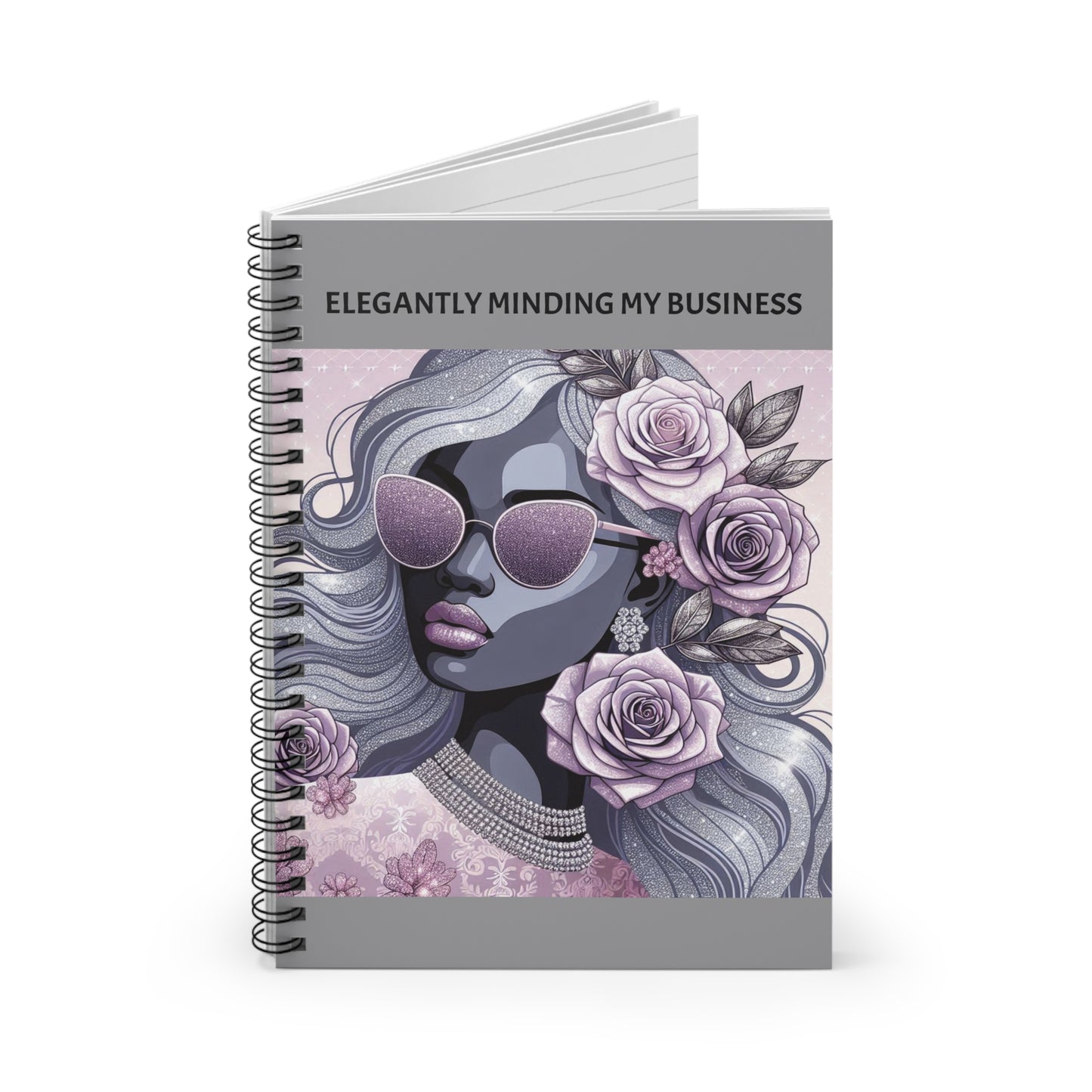 Elegant Business Spiral Notebook - Floral Design, Notebook for Journaling, Gift for Her-ELEGANTLY MINDING MY BUSINESS