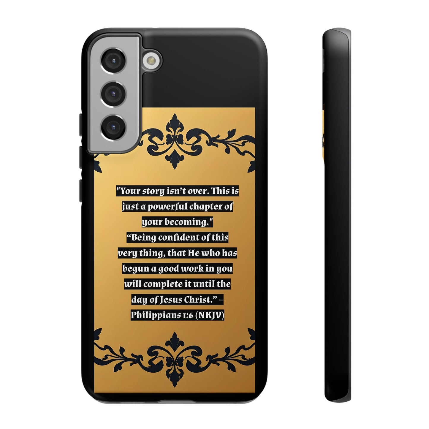 Elegant Floral Motif Phone Case - Tough Cases with Vintage Design - "Your story isn't over"