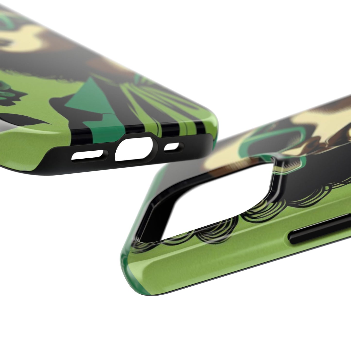 Chic Tough Phone Case | Artistic Green & Black Design | Phone Protection, Gift for Her, Stylish Accessory, Trendy Tech - Lady in Green