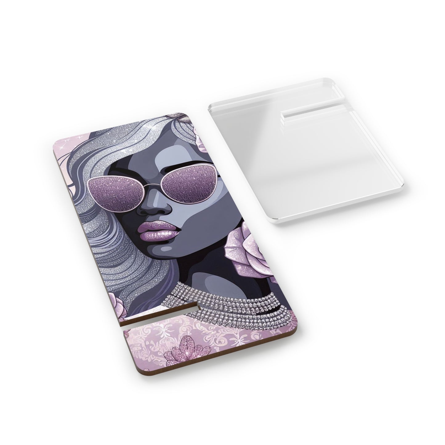 Chic Smartphone Stand | Elegant Mobile Display Holder, Desk Accessory, Gift for Her, Phone Holder-Lilac & Lavender