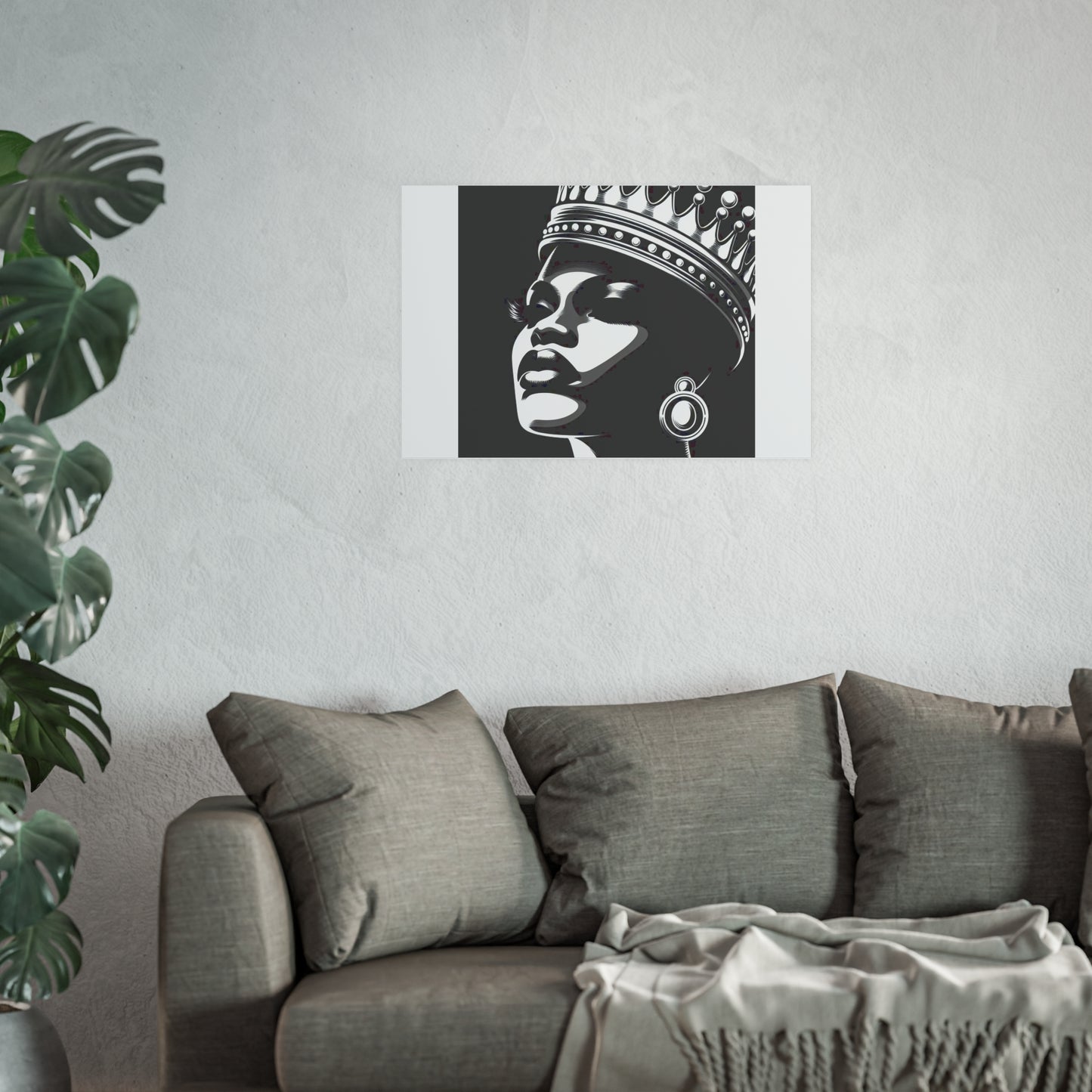 Elegant Crowned Queen Poster - Black & White Art Print, Wall Decor, Home Aesthetic, Gift Idea, Birthday, Celebrations