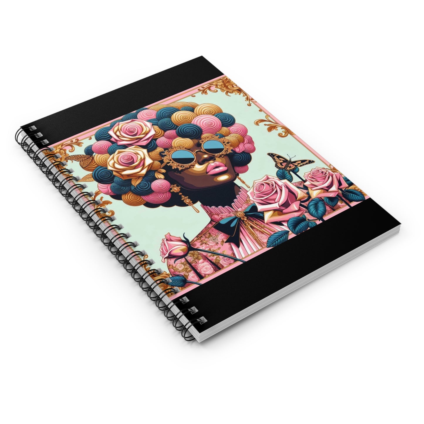 Artistic Spiral Notebook - Colorful Woman Design, Journal for Creativity, Gift for Friends, Stationery for School - Lady In Pink Baroque