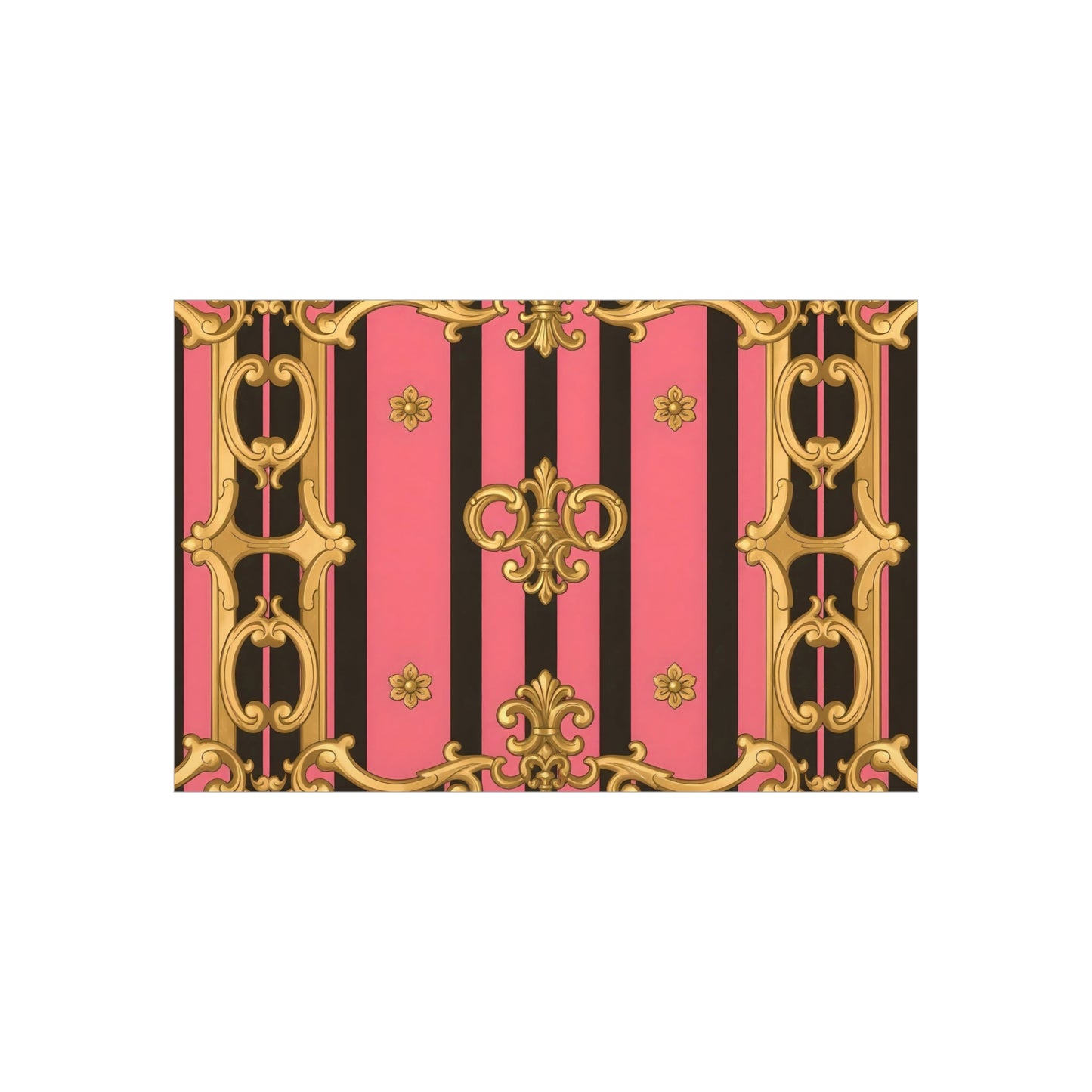 Elegant Decorative Foam Board - Chic Wall Decor, Glam Home Art, Stylish Backdrop, Gift for Her - Pink & Black Striped Gold Baroque