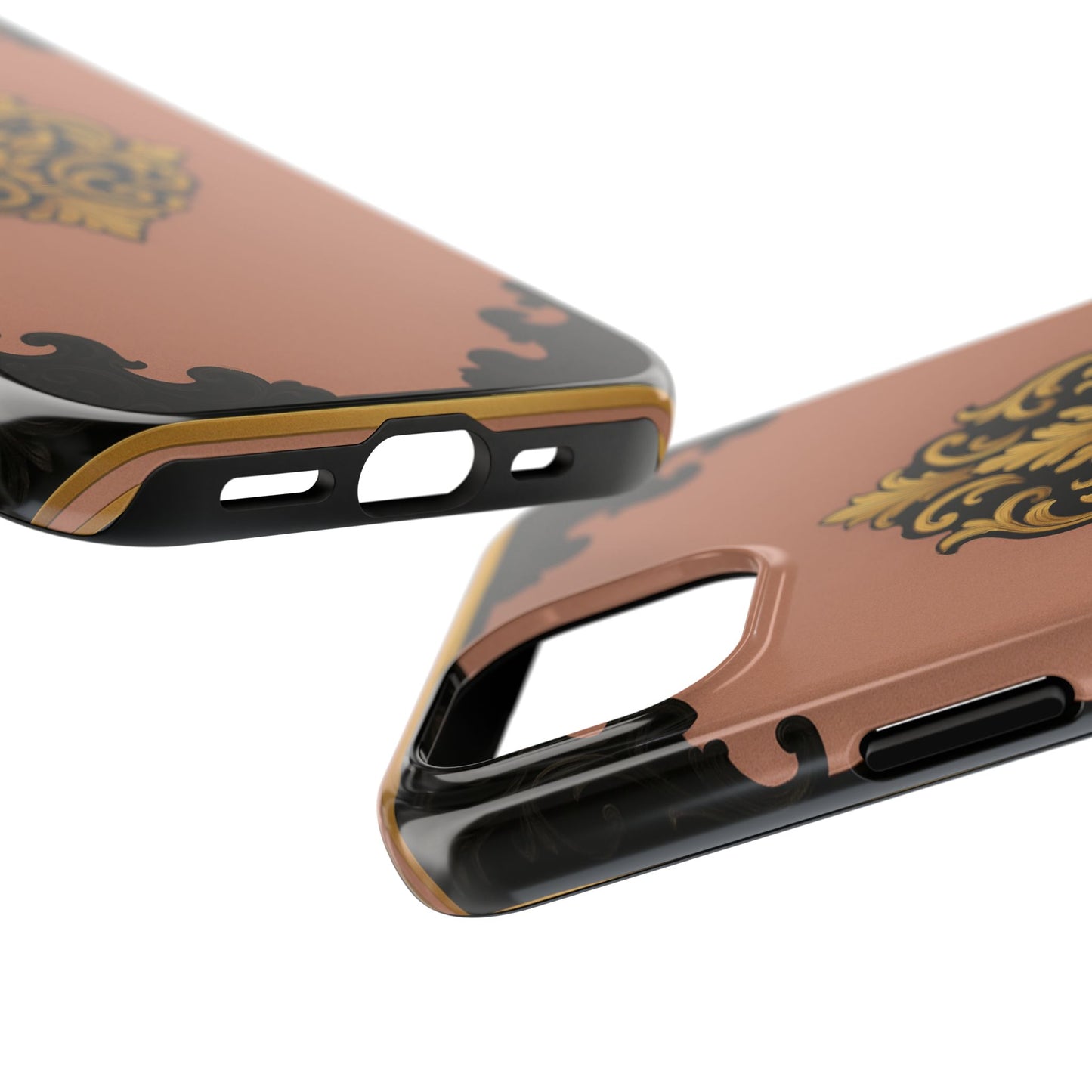 Mauve & Black-Gold Baroque Tough Phone Case — Ornate Protective iPhone Cover