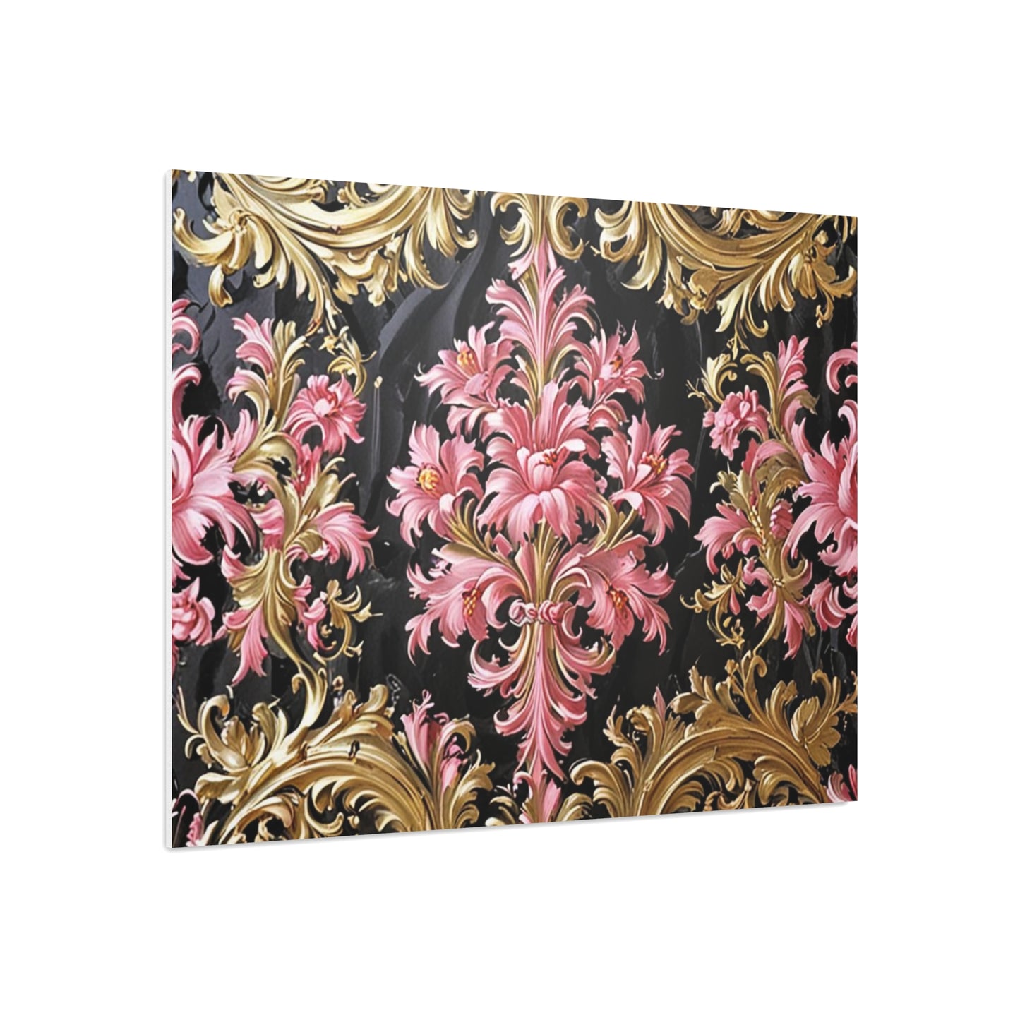 Elegant Floral Foam Board | Decorative Wall Art, Home Decor, Wedding Decor, Party Backdrop - Black & Pink Oil Painting Style Rococo