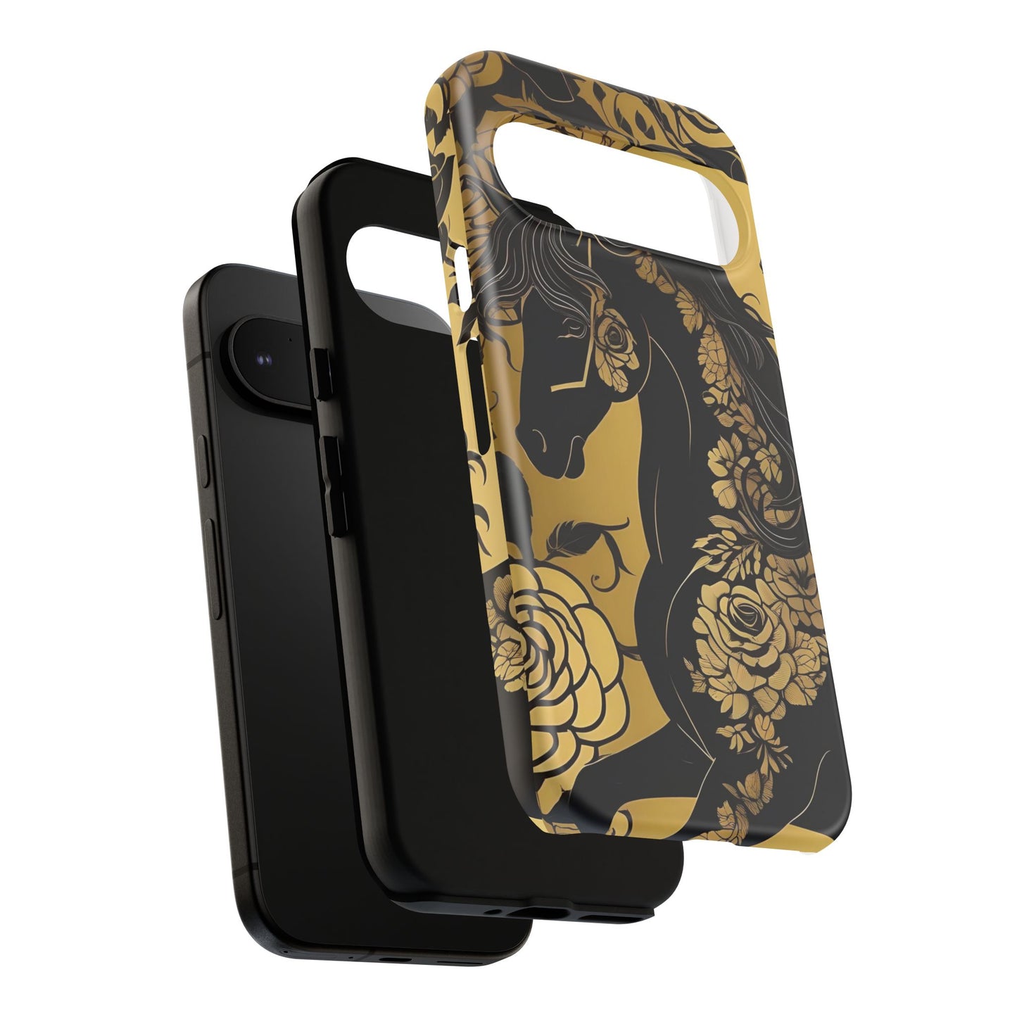 Phone Case - Elegant Horse & Roses Design