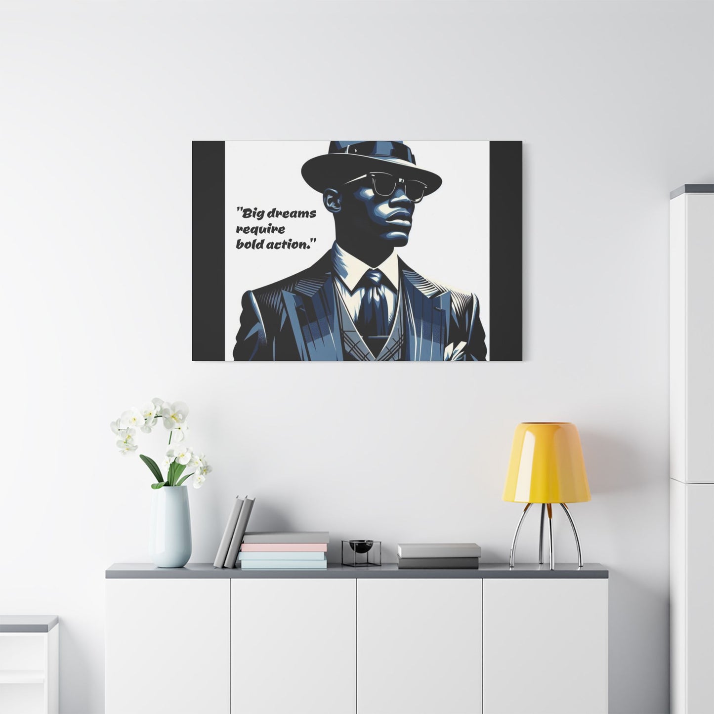 Afro Art Print Canvas, Wall Decor, Satin Stretched Canvas, African American Art, Office Decor, Home Decor - "Big dreams require bold action."