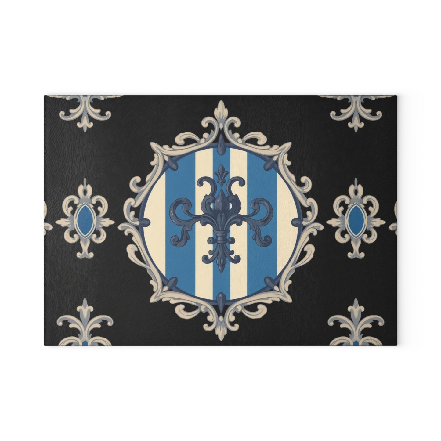 Elegant Blue & Alabaster Striped Baroque Glass Cutting Board, Kitchen Decor, Housewarming Gift, Wedding Gift, Chef's Gift, Cooking Accessory
