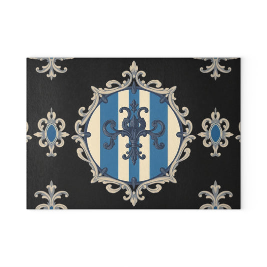 Elegant Blue & Alabaster Striped Baroque Glass Cutting Board, Kitchen Decor, Housewarming Gift, Wedding Gift, Chef's Gift, Cooking Accessory