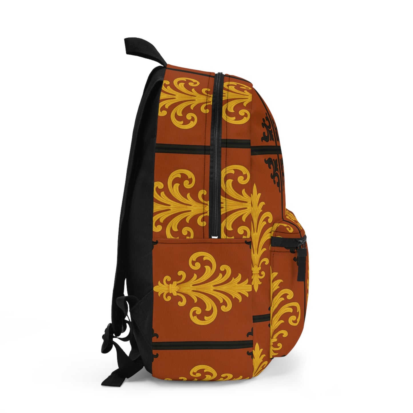 Dusk Terracotta Baroque Pattern Backpack — Vintage Baroque Terracotta & Gold School Bag